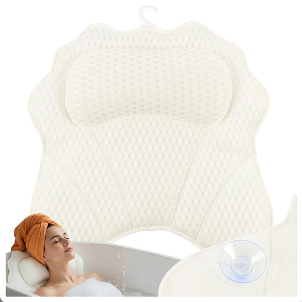 Ruhhy Badewannenkissen Entspannungs-Badekissen mit Saugnäpfen, Spar-Set, 1-tlg., Ergonomisch, Schnelltrocknendes Material mit optimaler Luftzirkulation