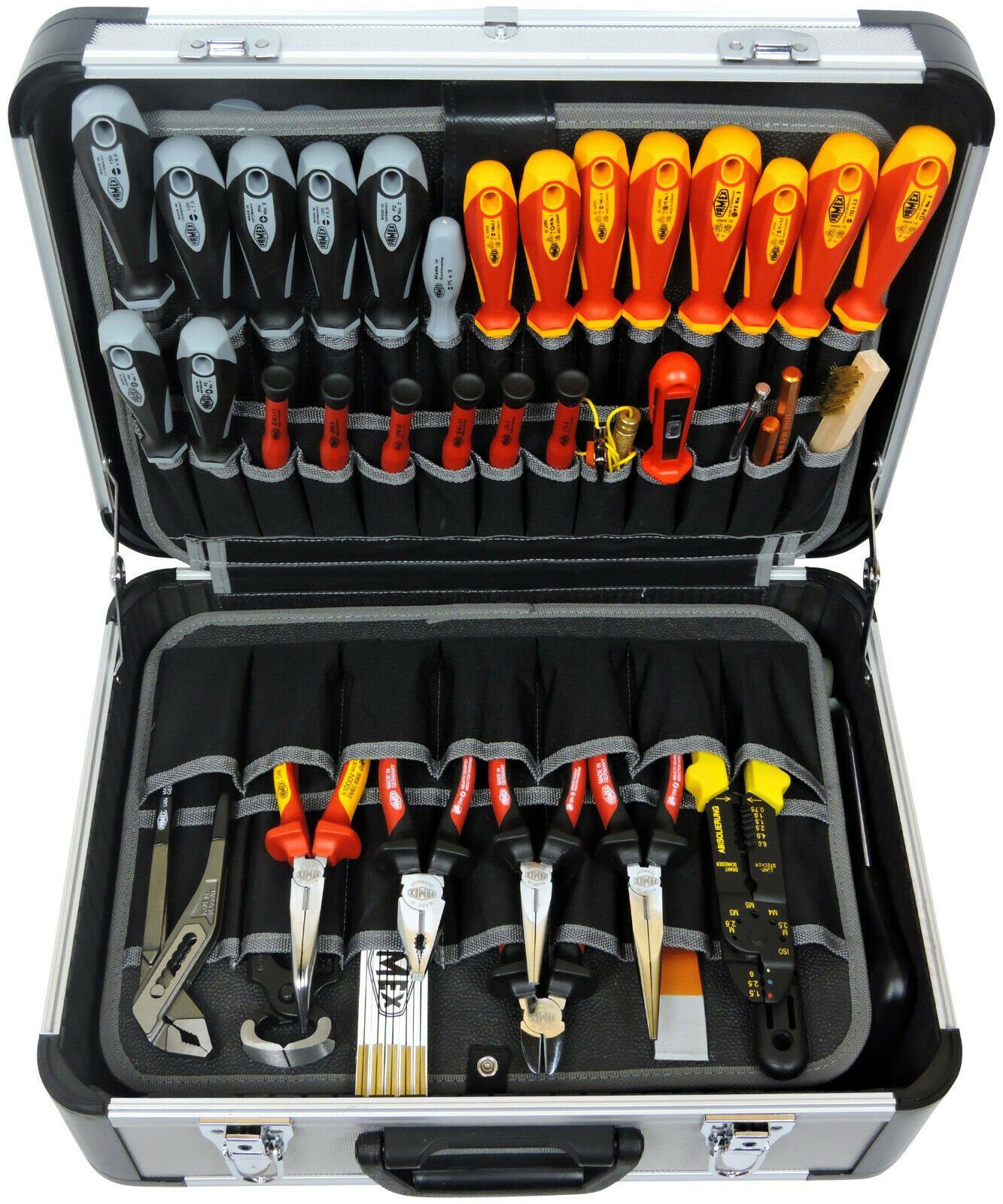 FAMEX Werkzeugkoffer 700-L Alu Werkzeugkasten (Werkzeugkiste robust, abschließbar), Kapazität bis 30 kg, leer