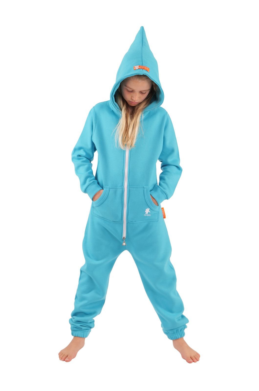 O'Poppy Jumpsuit Kinder türkis (1-tlg) Zwergen Kapuze und Eingrifftaschen
