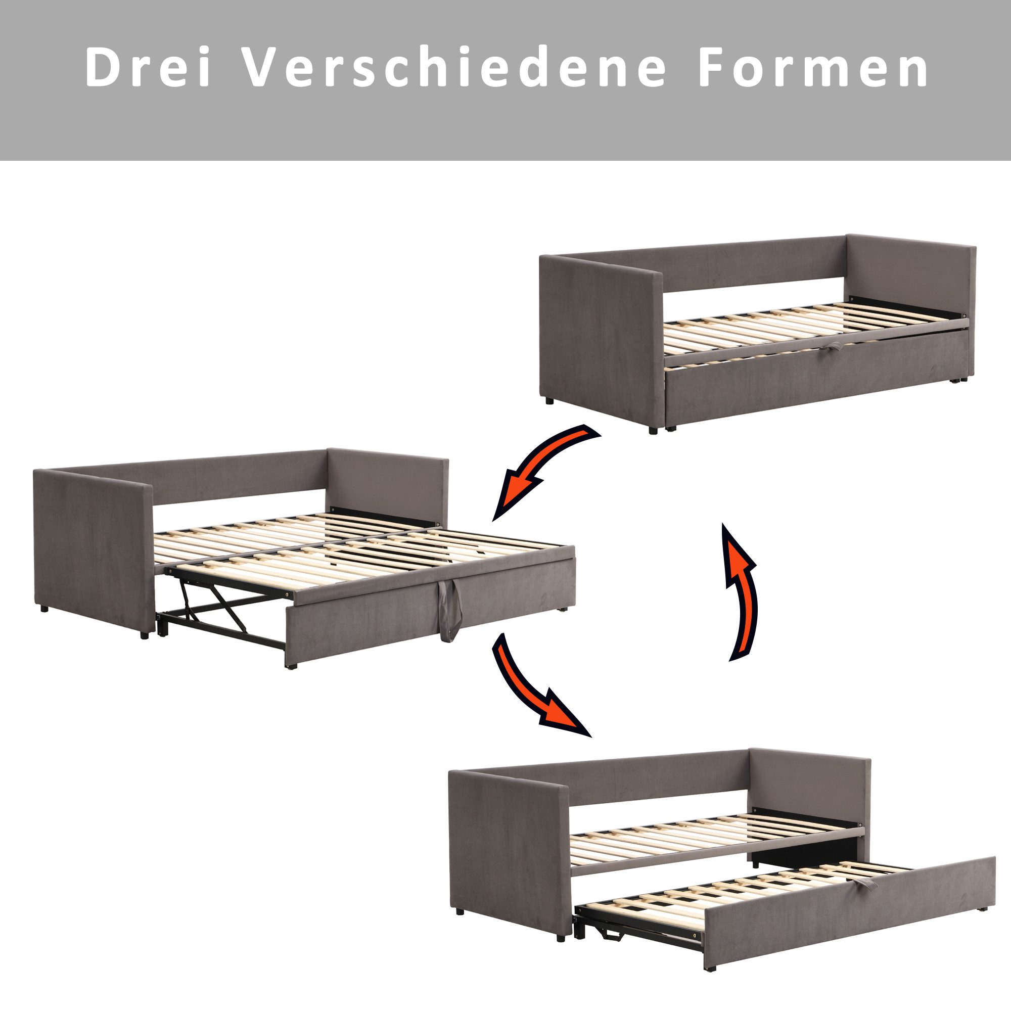 STILVORA Schlafsofa Polsterbett 90×200+180×200 Jugendbett Tagesbett günstig online kaufen