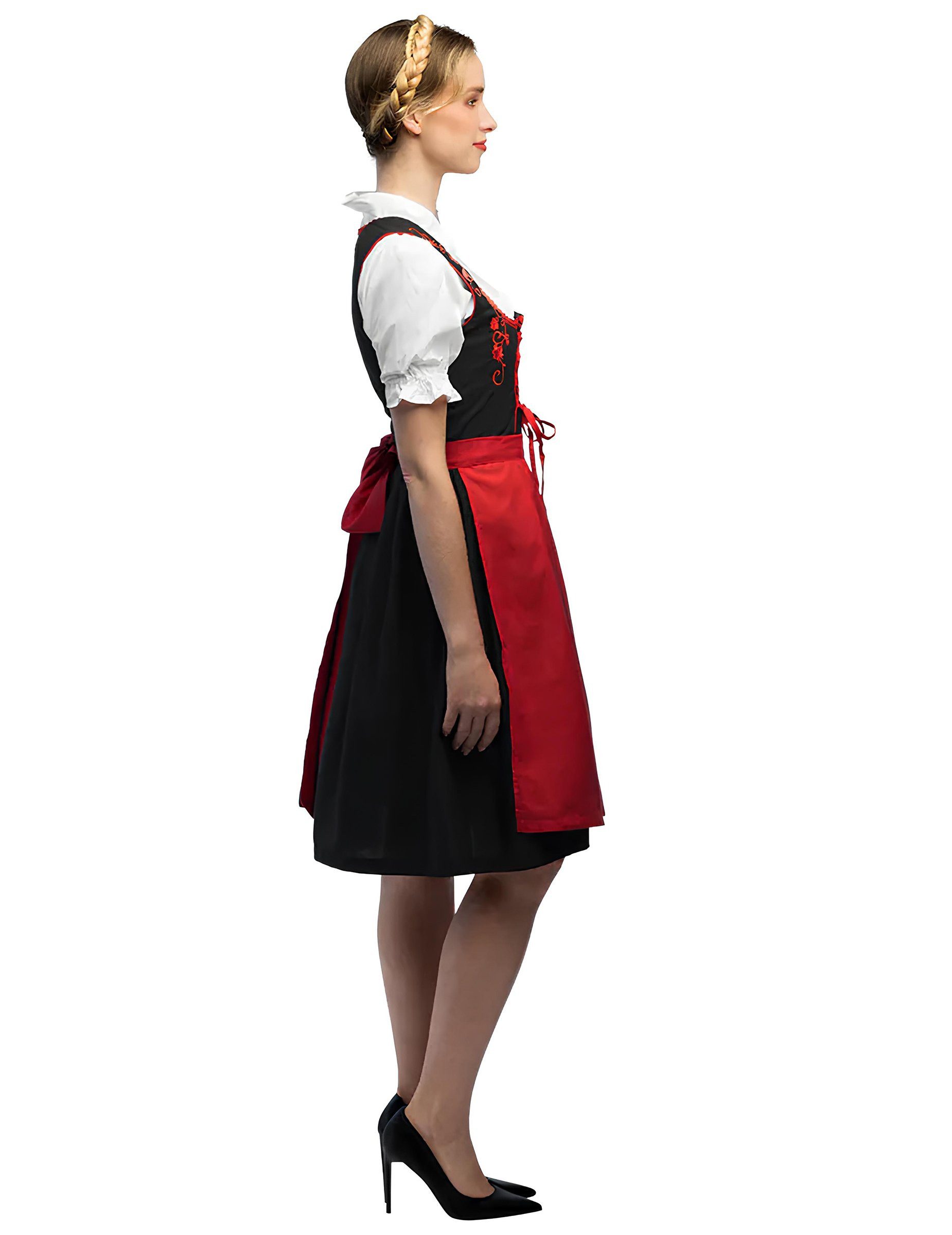 Boland Kostüm Bayerin Damenkostüm Dirndl schwarz rot Bavaroise