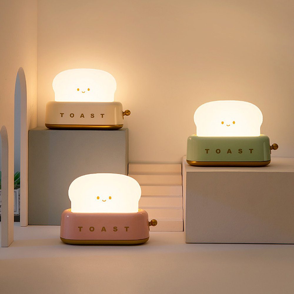 Rosa Tischlampe Schreibtischlampe Nachtlicht, Haiaveng LED kreatives kleine Toaster integriert mit LED Zeitschaltuhr, fest
