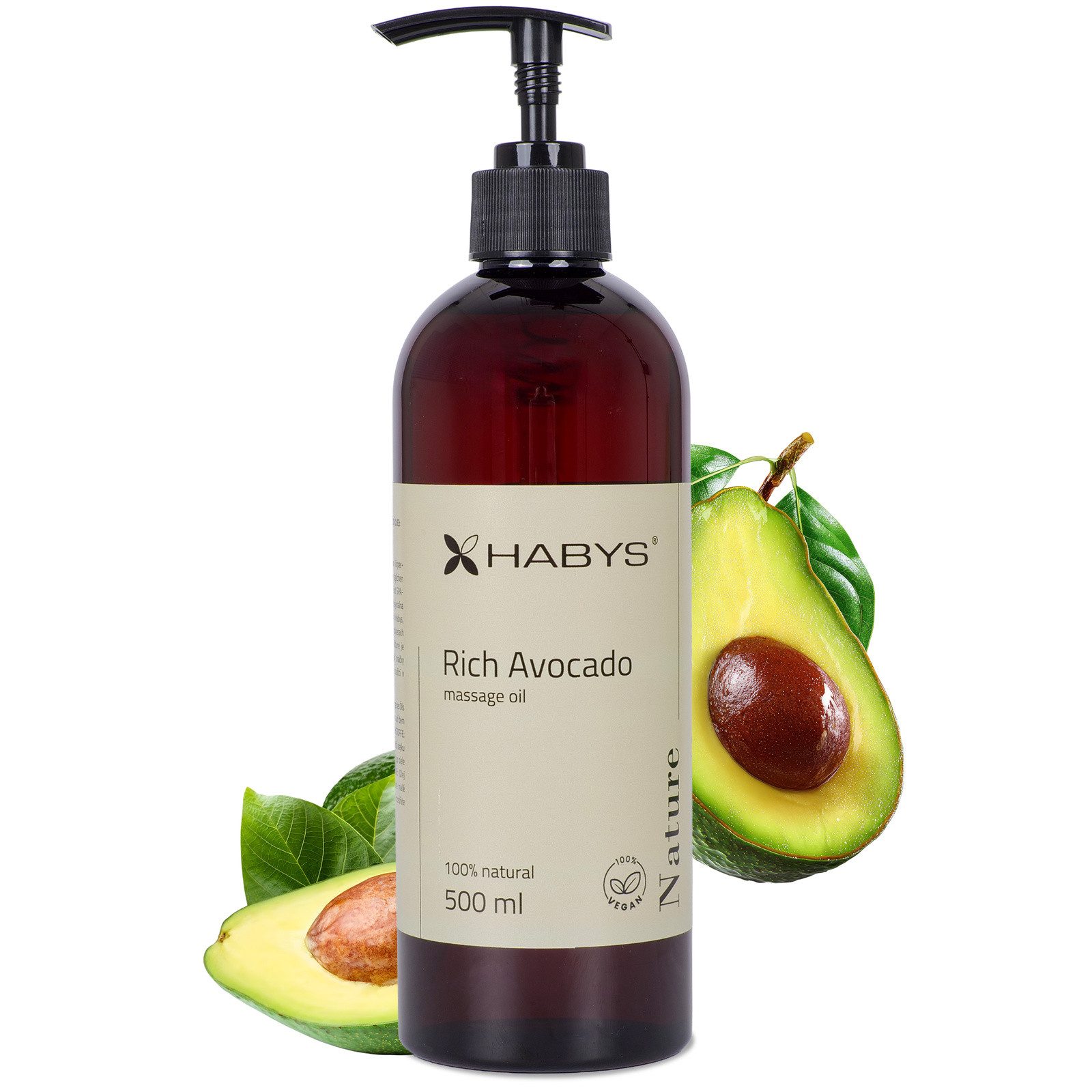 Habys Massageöl Massageöl Nature Rich Avocado, 100% natürlich & vegan, 500 ml