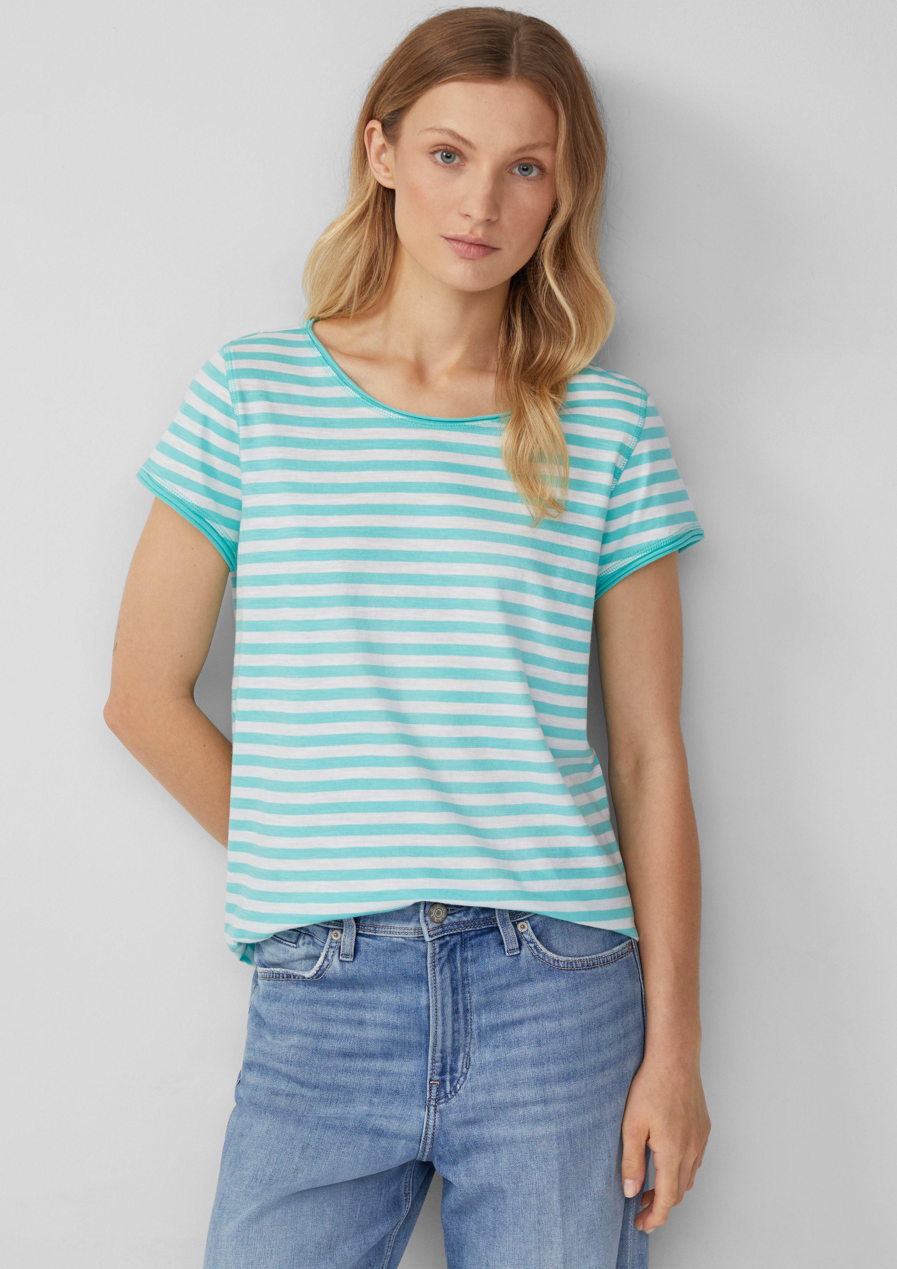 s.Oliver Kurzarmshirt T-Shirt mit Rollkanten und günstig online kaufen
