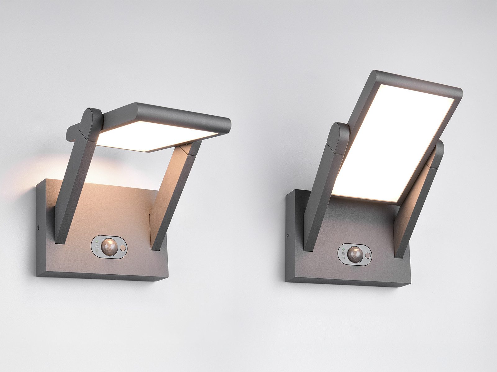 TRIO Leuchten LED Außen-Wandleuchte, Bewegungsmelder, LED fest integriert, Warmweiß, Neutralweiß, 2er Set HYBRID Fassaden-Beleuchtung mit Strom und Solar, Höhe 23cm