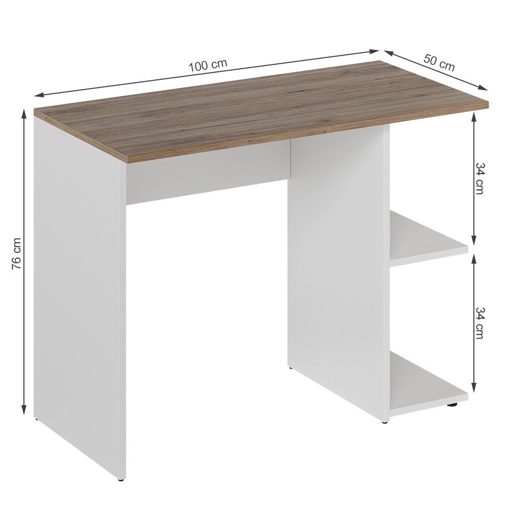 Vicco Schreibtisch Simple, Weiß/Artisan, 100 x 50 cm (1-St)