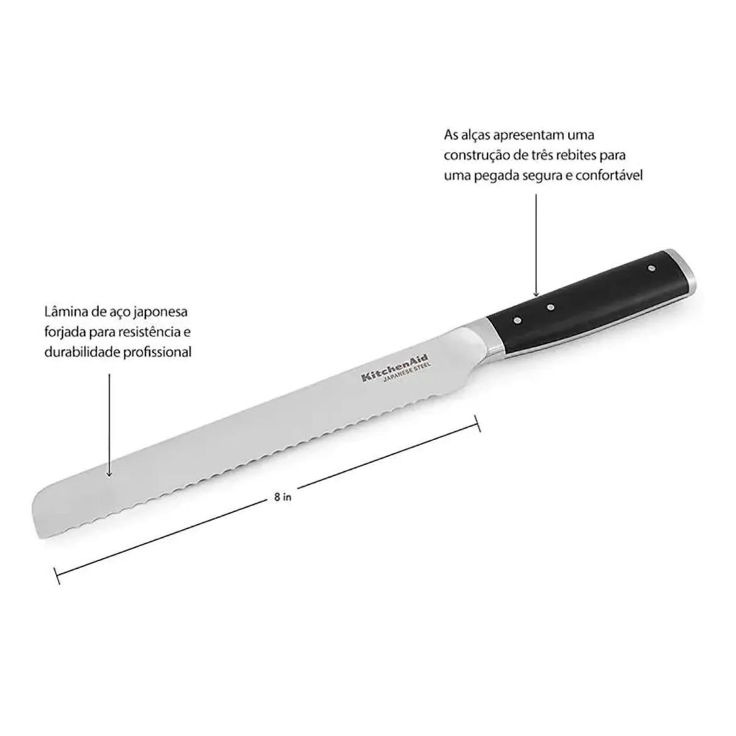 KitchenAid Brotmesser KOG8IRSSOHOBA, Hochwertiger Japanischer Stahl, Gebogen, 20cm