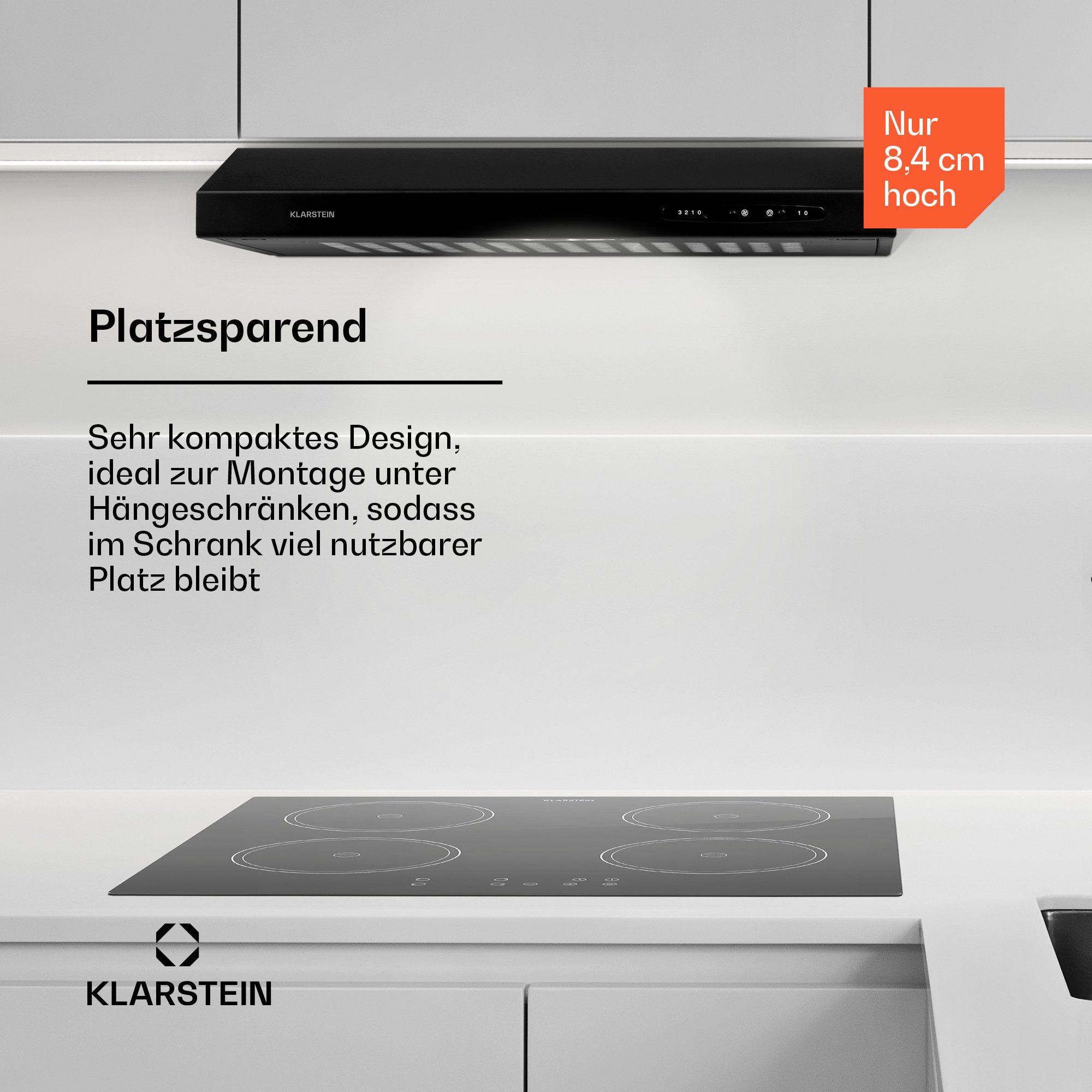 Klarstein Deckenhaube UW60BL Unterbauhaube Abluft 60 cm LED Dunstabzugshauben – Bild 3 von 5
