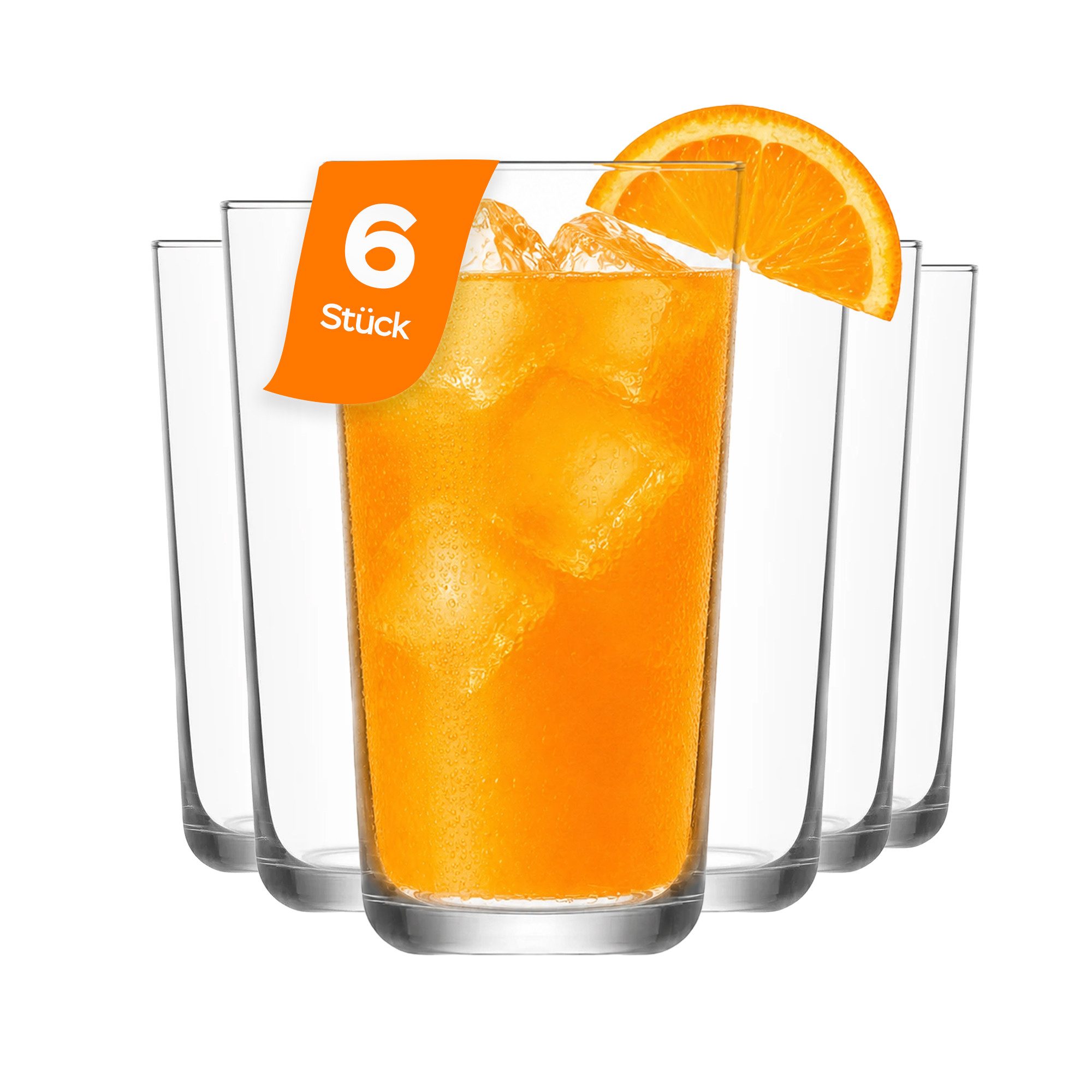 LAV Gläser-Set Assos, 6-tlg., Glas, 6er Set, 490ml, ideal für Longdrinks, Cocktails, Limonade