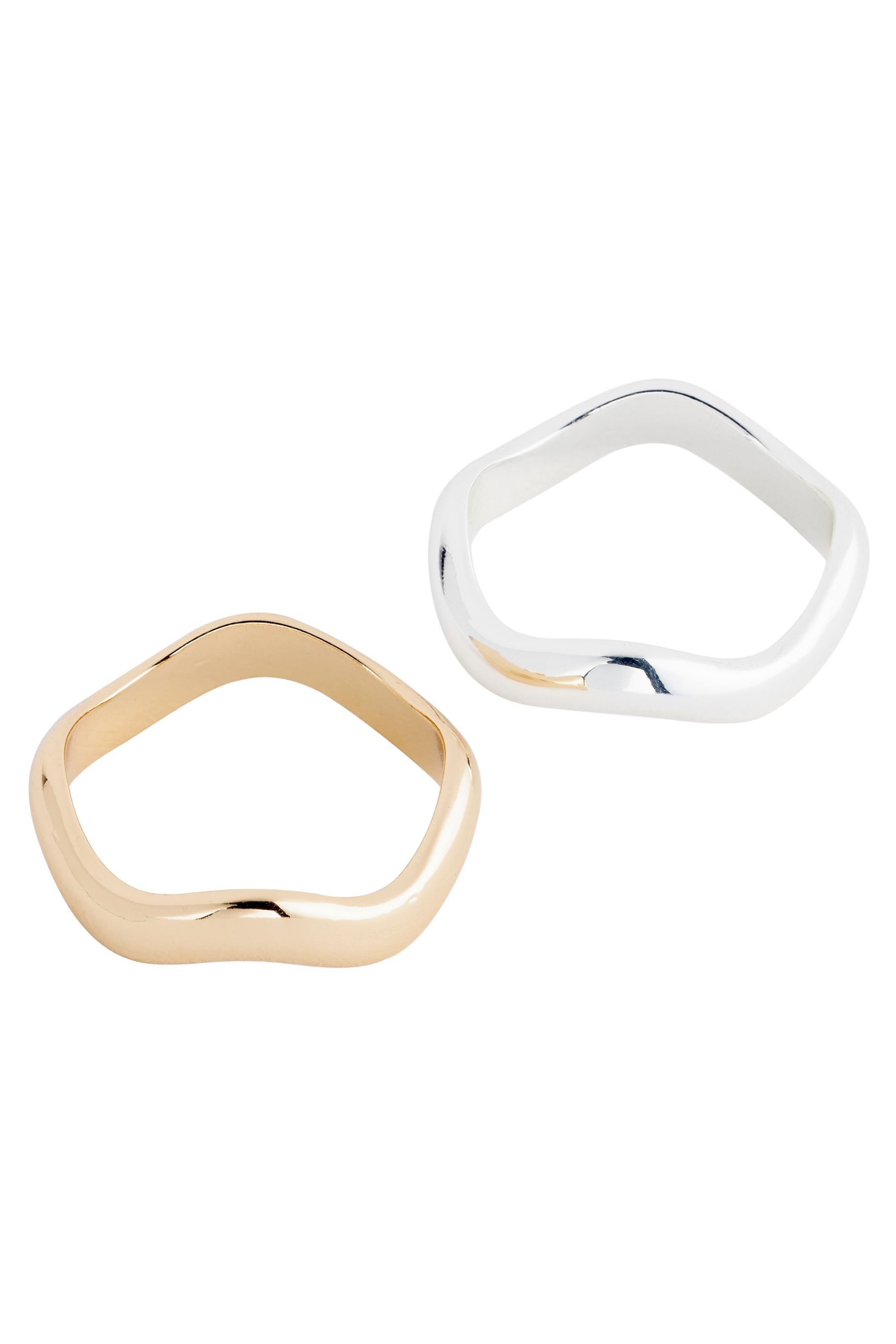 Next Fingerring 2er-Pack Wellen-Ringe mit recyceltem Zink (1-tlg)