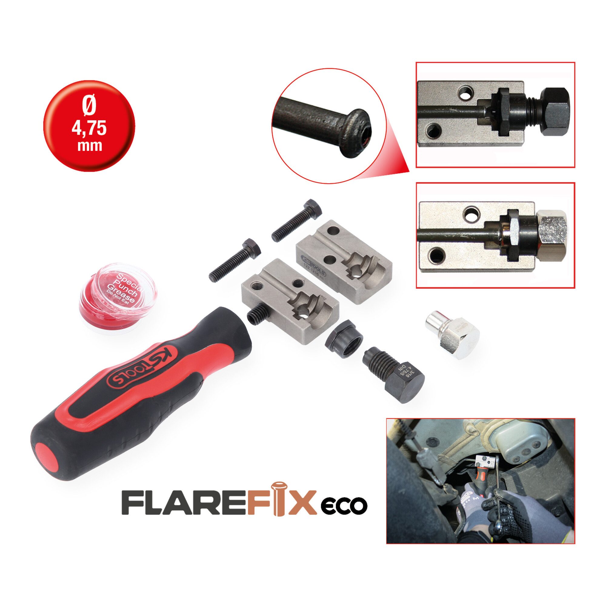 KS Tools Zubehör-Set KS Tools FLAREFIXeco 4,75 mm Universal-Bremsleitungs-Bördelgerät-Satz