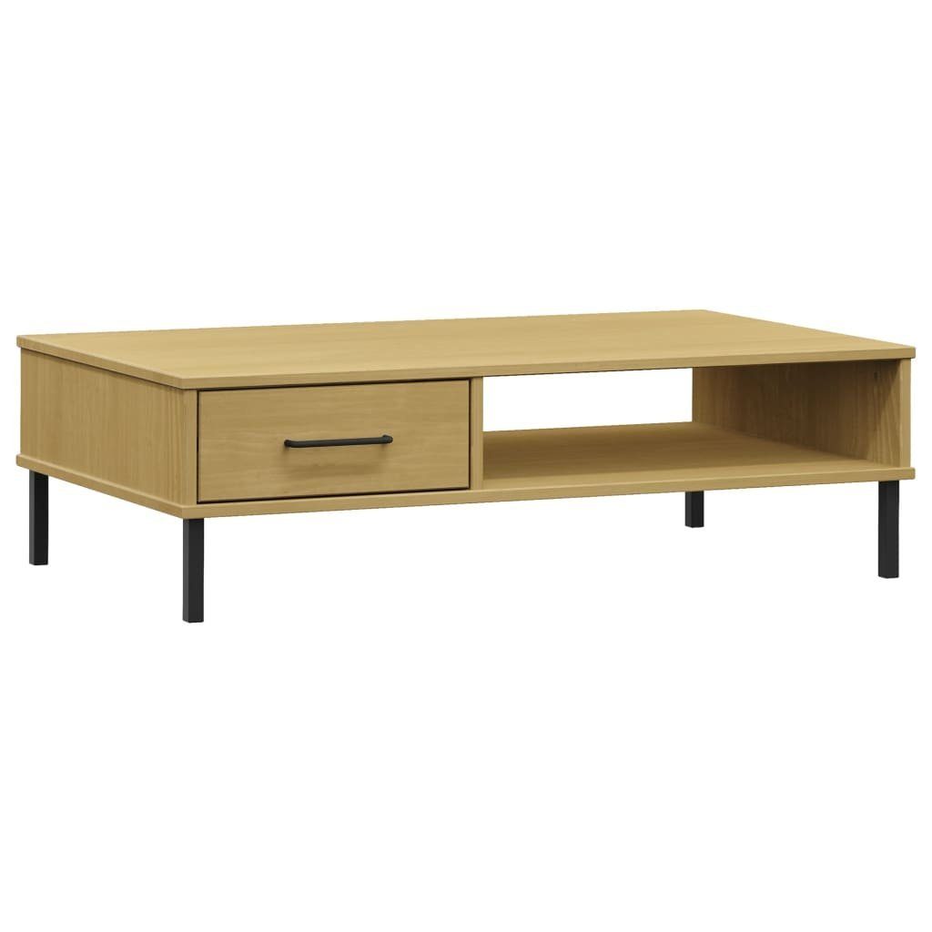 vidaXL Couchtisch Couchtisch OSLO mit Metallbeinen Braun Massivholz Kiefer (1-St)