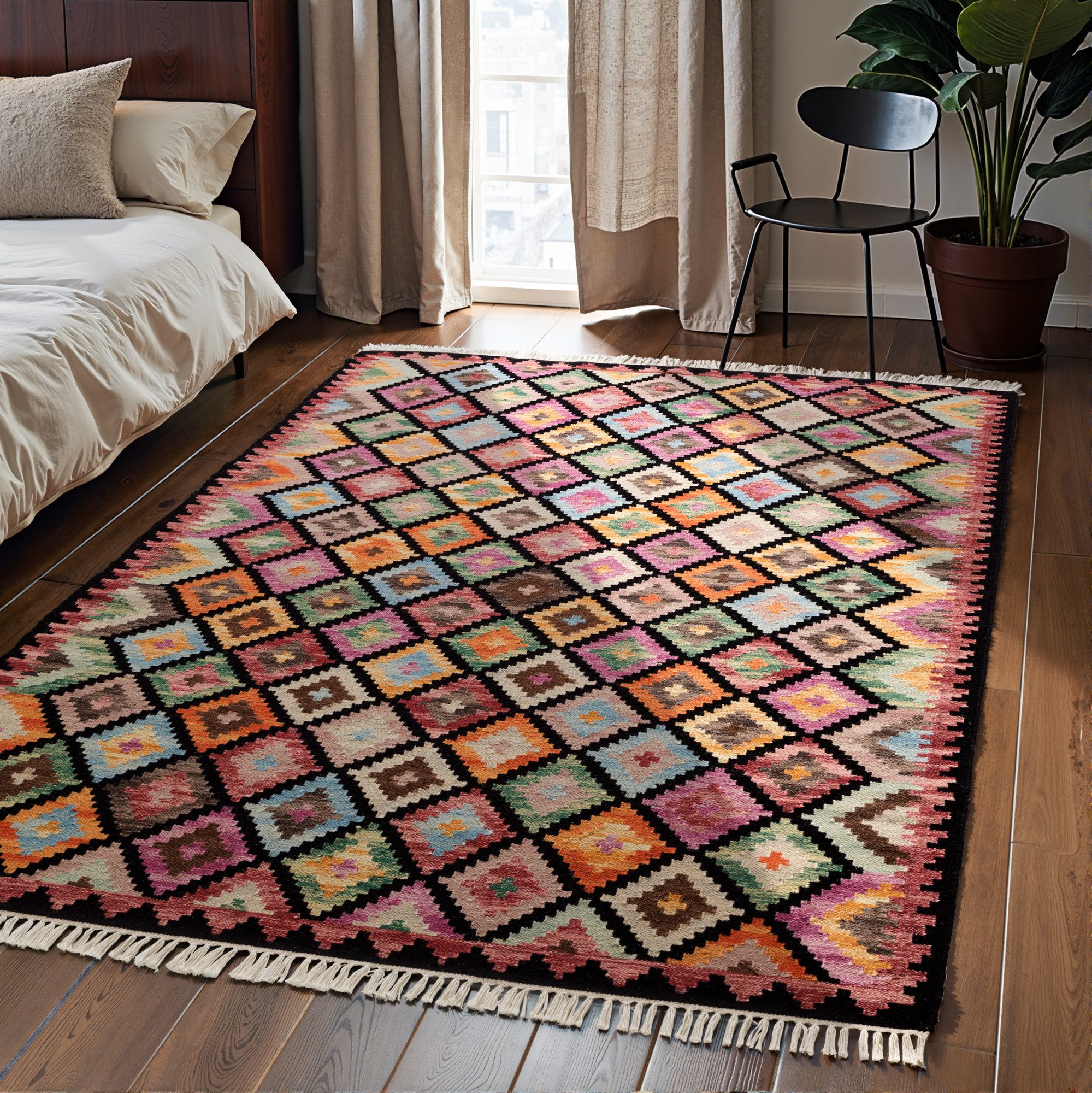 HANSE Home Teppich Kelim Zara, rechteckig, Höhe: 3 mm, Wolle, Baumwolle, Natur, Handgewebt, orientalisch, Boho, traditionell
