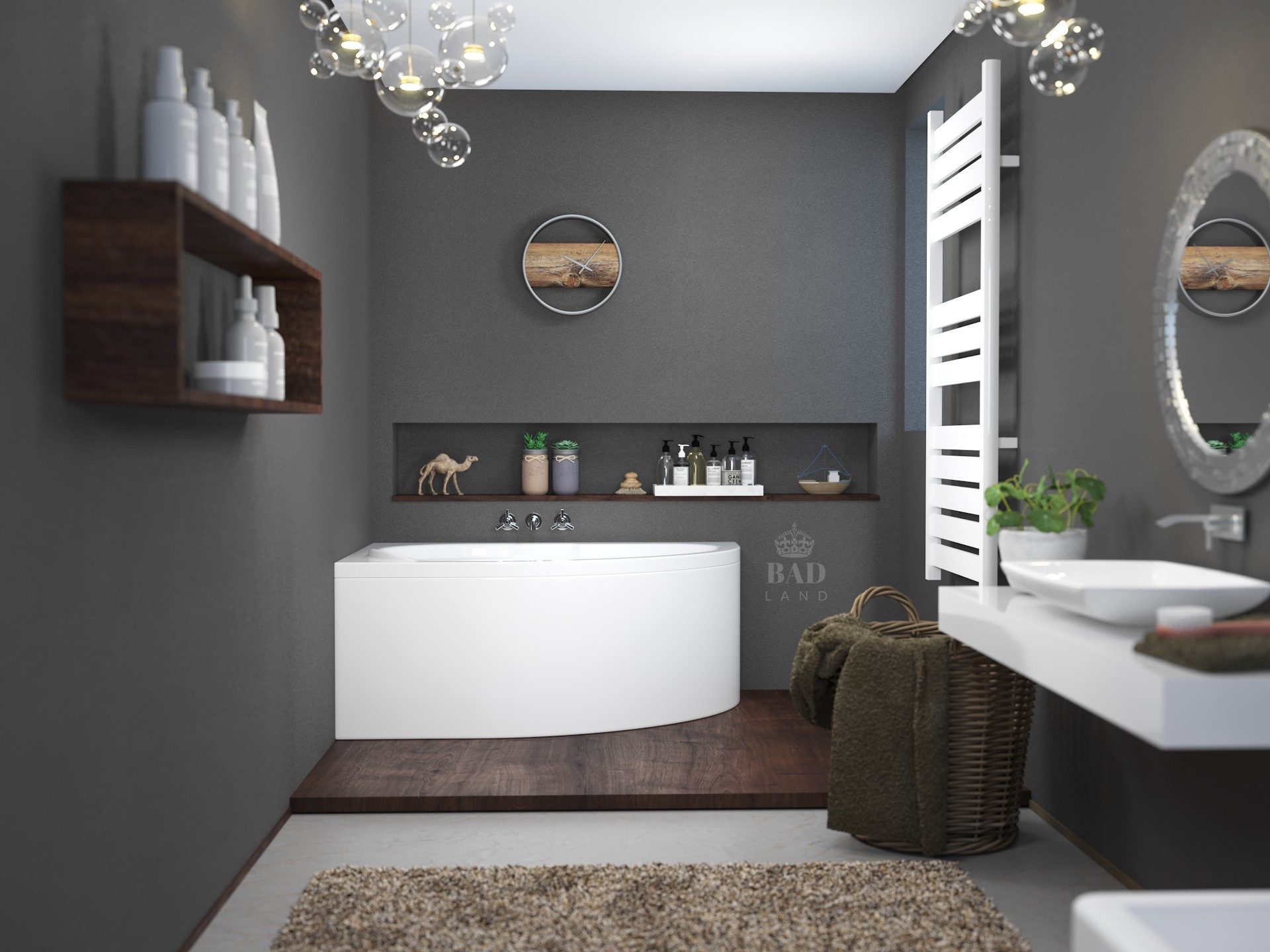 KOLMAN Badewanne Eckbadewanne Standard 135x85, (Links/Rechts), Ablaufgarnitur & Füße GRATIS
