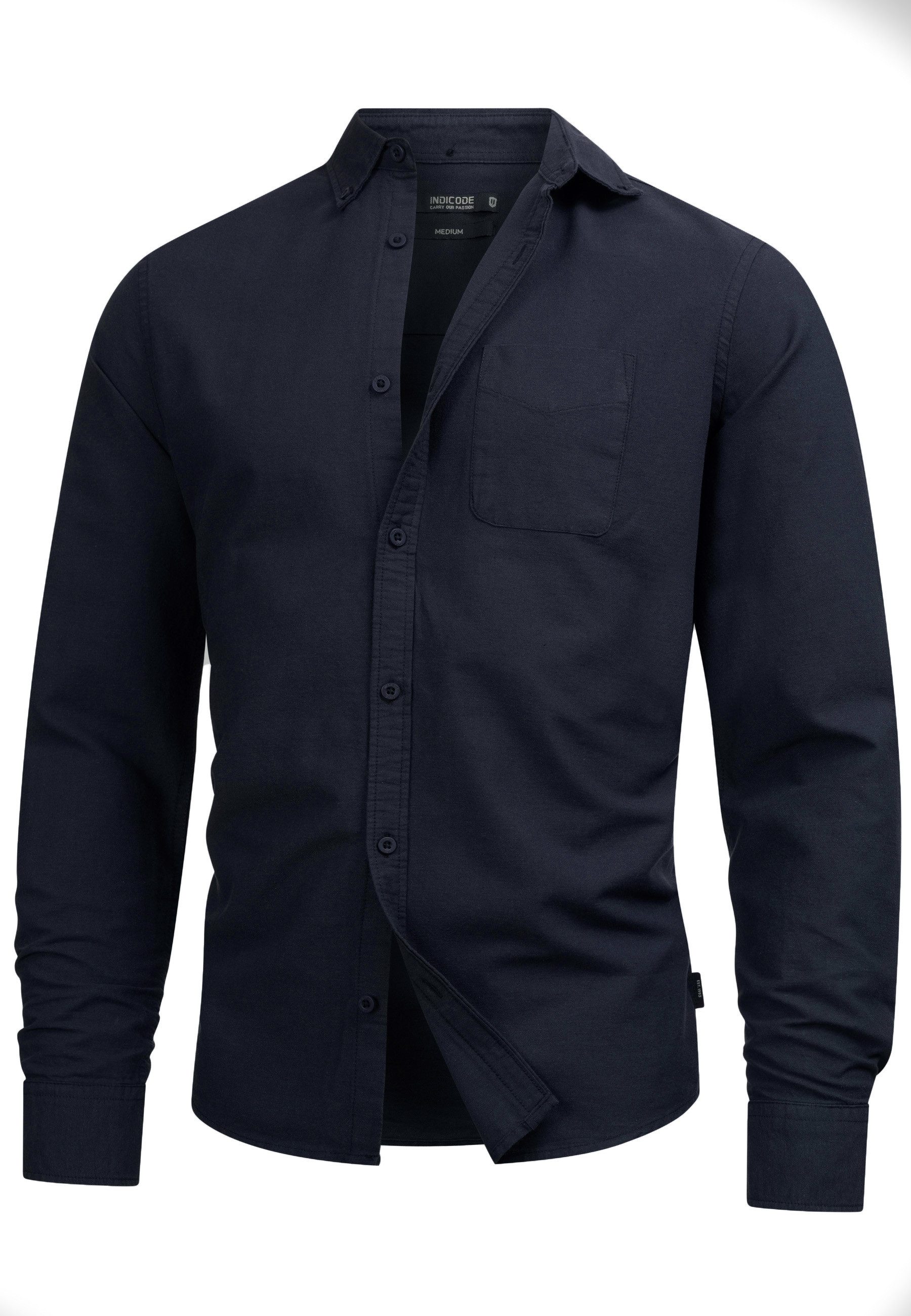 Indicode Langarmhemd Herren Kepner Herrenhemd Langarm mit Button-Down-Krage günstig online kaufen