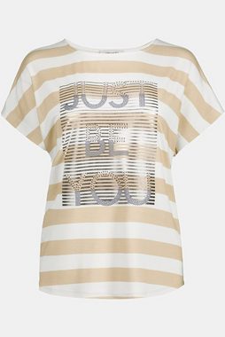 Gina Laura Rundhalsshirt T-Shirt Identity Ringel Wasserfall-Ausschnitt