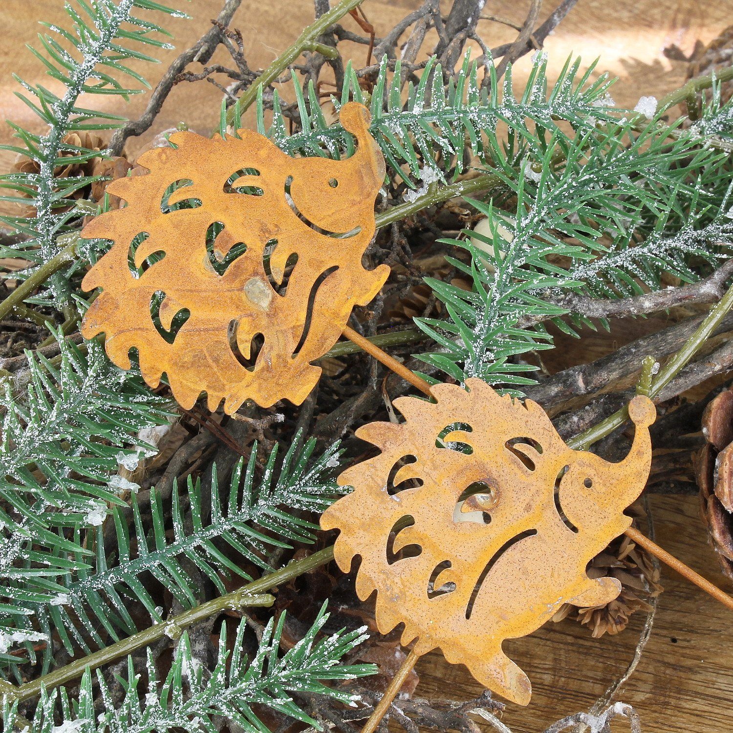 Macosa Home Gartenstecker Igel 2er Set Rost 20 cm Rostig Echtrost Beetsteck günstig online kaufen