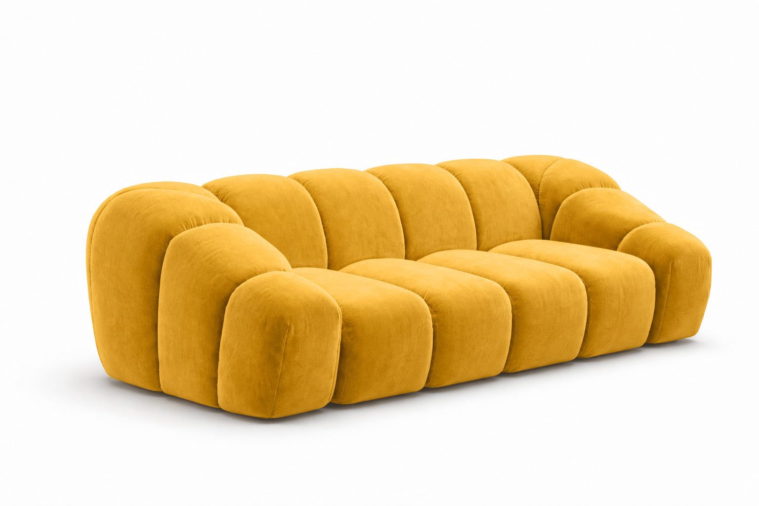 Kaiser Möbel Sofa 3-Sitzer modular für Wohnzimmer, Samtstoff Bluvel, CROISSANT, Einzelsofa, modulares System,hochwertiger Samtstoff