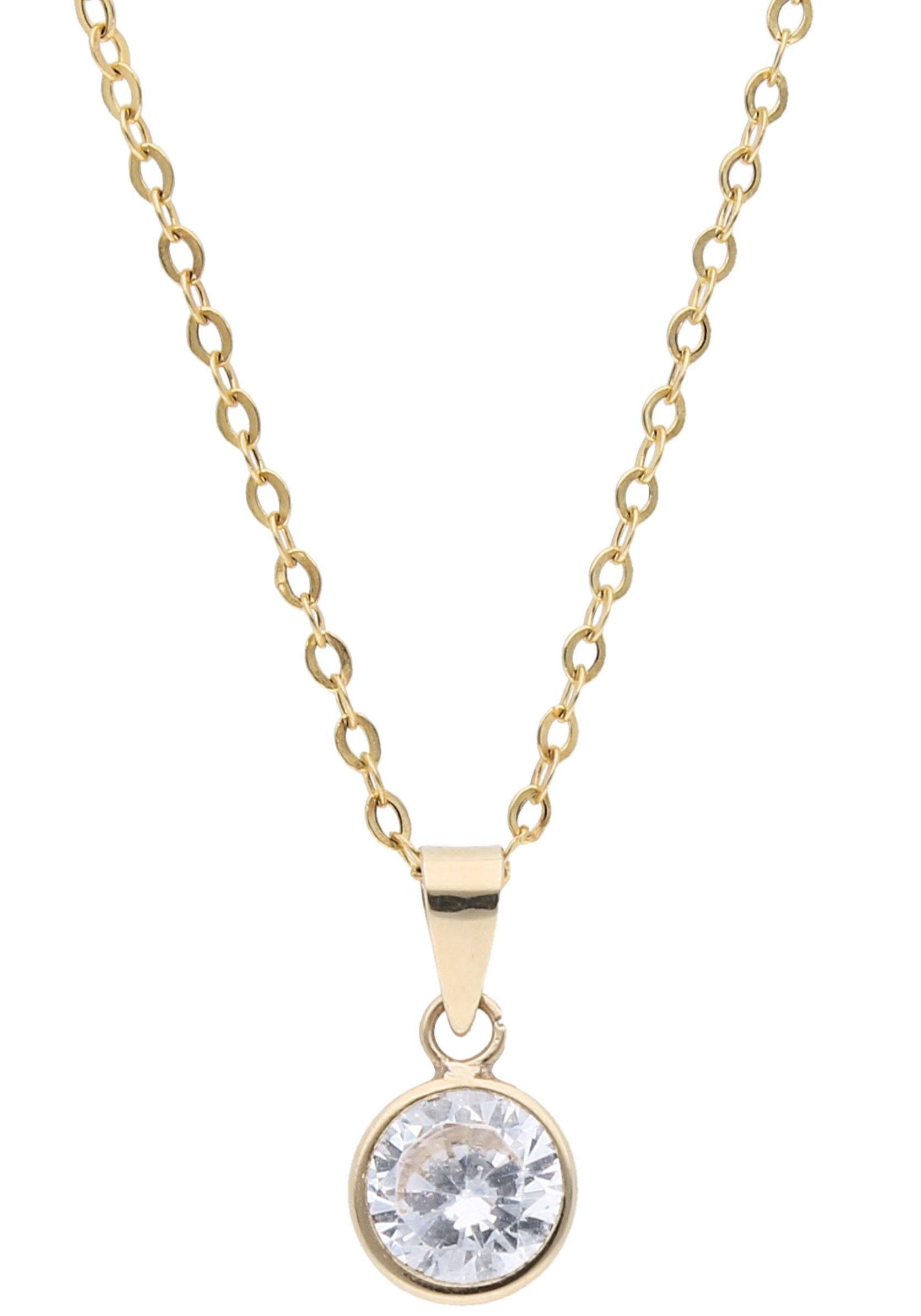 Firetti Kette mit Anhänger Schmuck Geschenk Gold 375 Halsschmuck Halskette Goldkette Ankerkette, mit Zirkonia (synth)