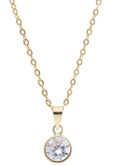 Firetti Kette mit Anhänger Schmuck Geschenk Gold 375 Halsschmuck Halskette Goldkette Ankerkette, mit Zirkonia (synth)