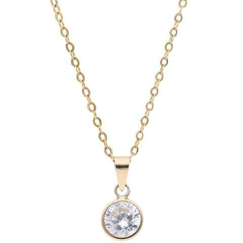 Firetti Kette mit Anhänger Schmuck Geschenk Gold 375 Halsschmuck Halskette Goldkette Ankerkette, mit Zirkonia (synth)