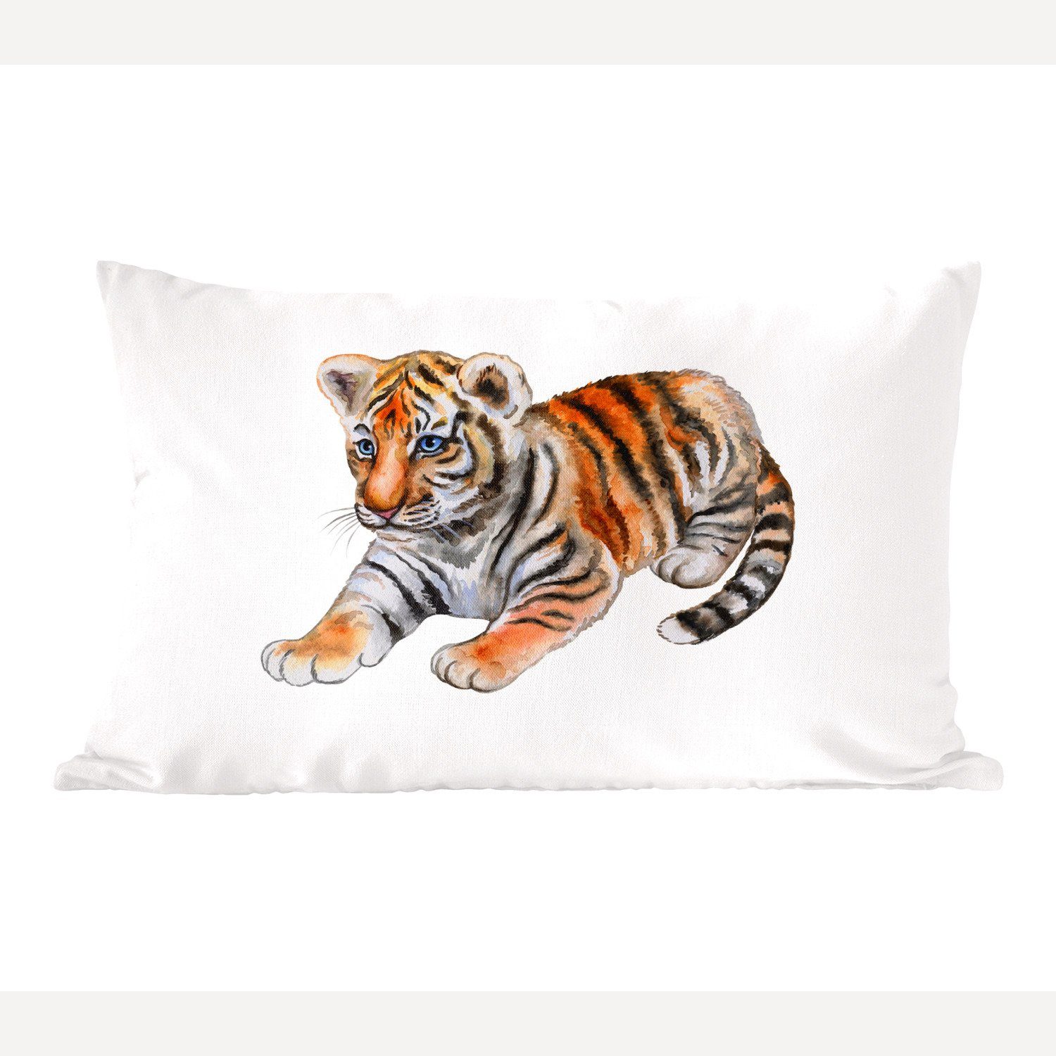 MuchoWow Dekokissen Tiger - Baby - Weiß, Wohzimmer Dekoration, Zierkissen, Dekokissen mit Füllung, Schlafzimmer