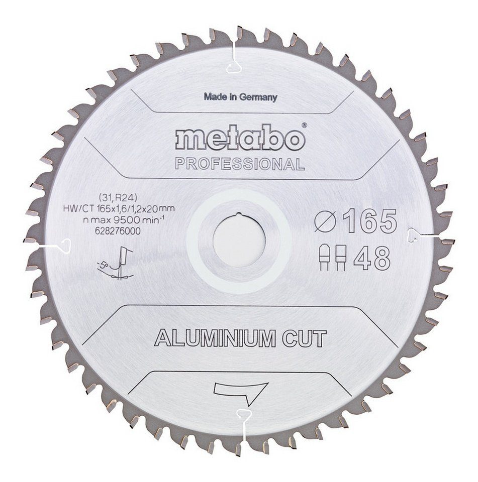 metabo Kreissägeblatt, "aluminium cut - 160 48, Flach professional", mm, x 20 Zähnezahl