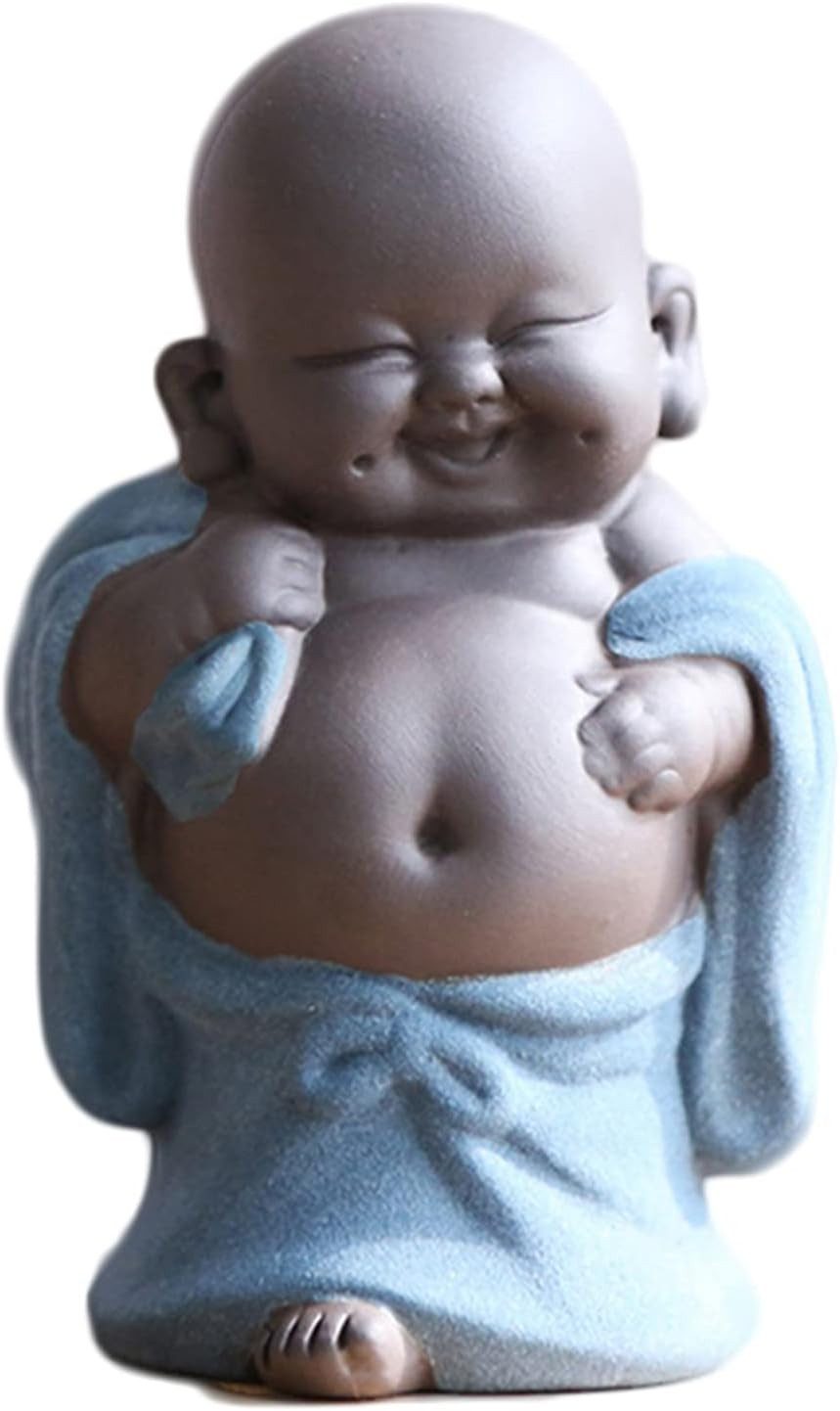 HYTIREBY Buddhafigur Buddha,Keramik Kleine Niedliche Buddha Statue Mönch,Ornament Geschenke (1 St), Chinesische Zarte Keramik Kunst Und Handwerk