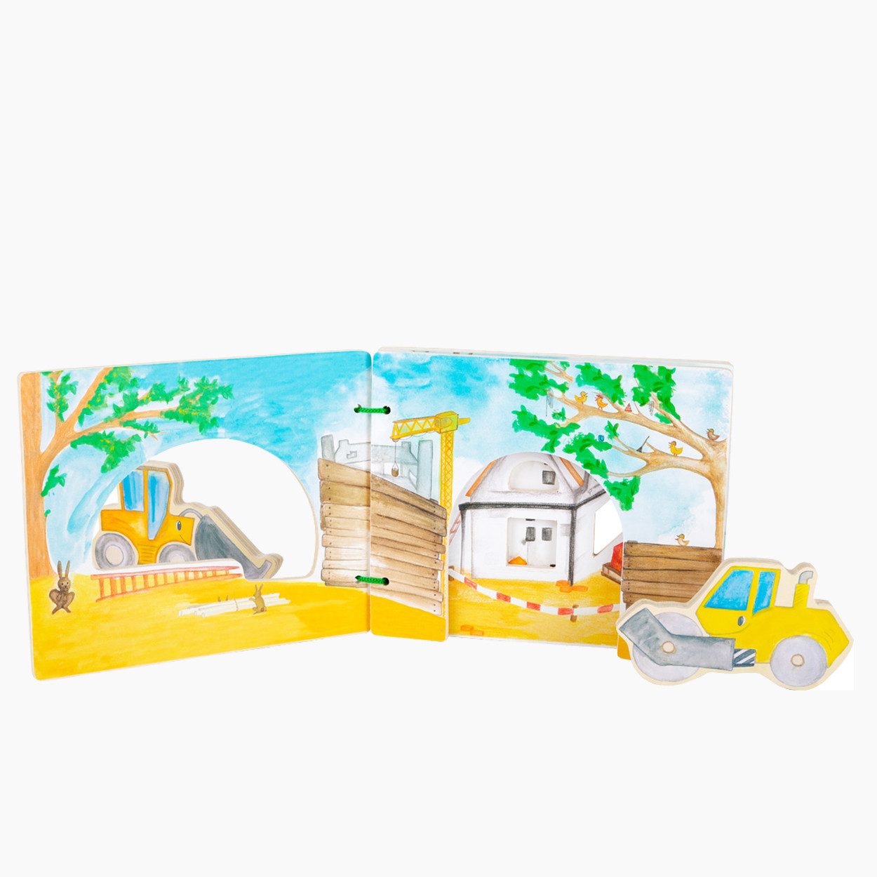Small Foot Stoffbuch Bilderbuch Baustelle, interaktiv (packung, 1-St), mit Klettfunktion für kleine Entdecker