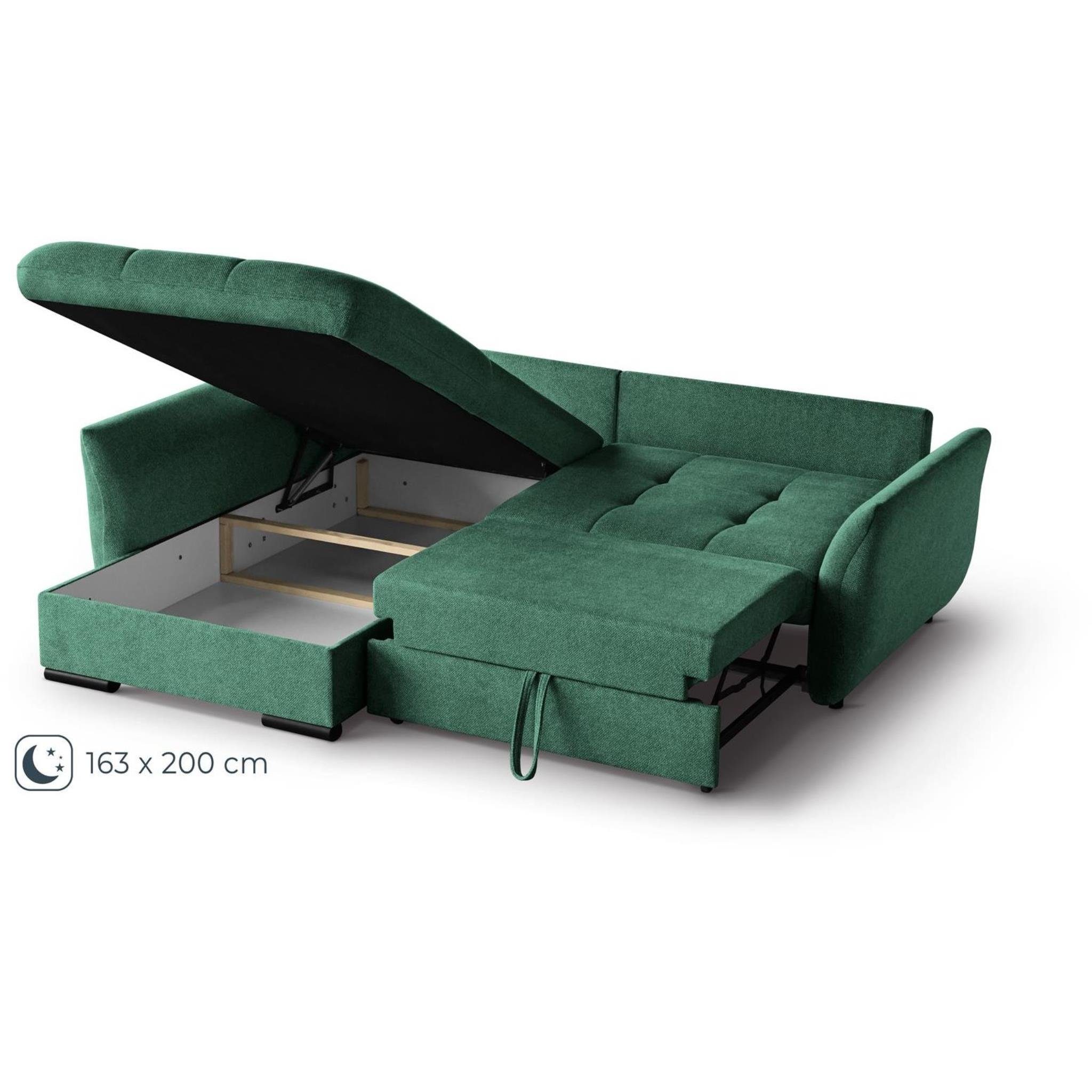 Sofa, cm mit Bettkasten, stilvoll Wohnzimmerecke, 240 Ecksofa 17) Federkern Schwarz inklusive Relaxfunktion, Corner (bubble Caro, mit Beautysofa