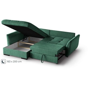 Beautysofa Ecksofa Caro, 240 cm Corner Sofa, stilvoll Wohnzimmerecke, mit Relaxfunktion, mit Bettkasten, inklusive Federkern