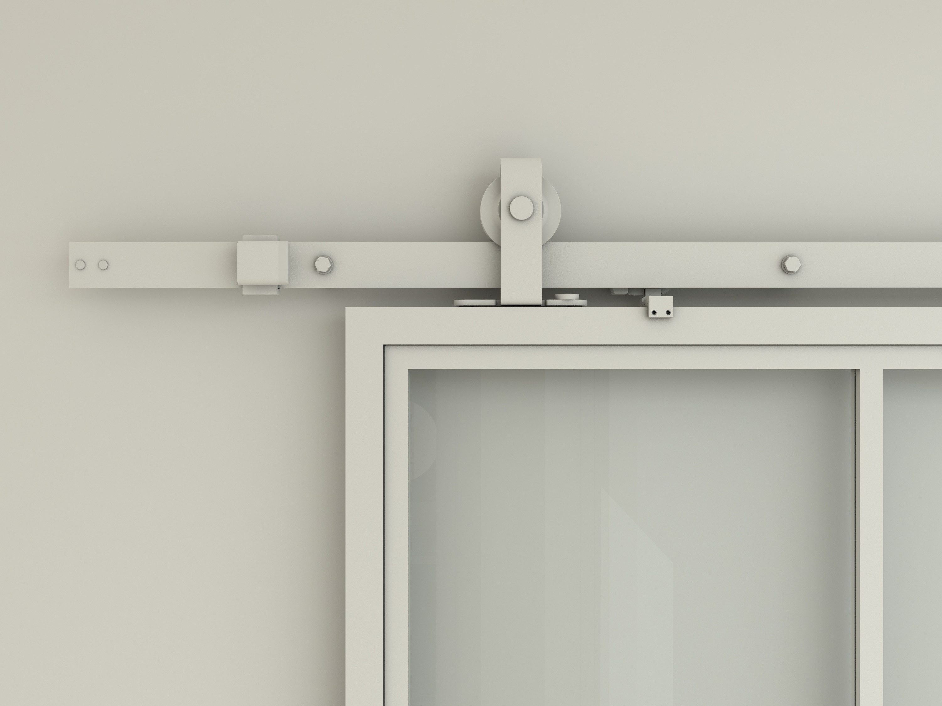 inova wohnen Glasschiebetür Klarglas weißer Stahlrahmen, Komplett Set offene Laufschiene Softclose Loftstyle