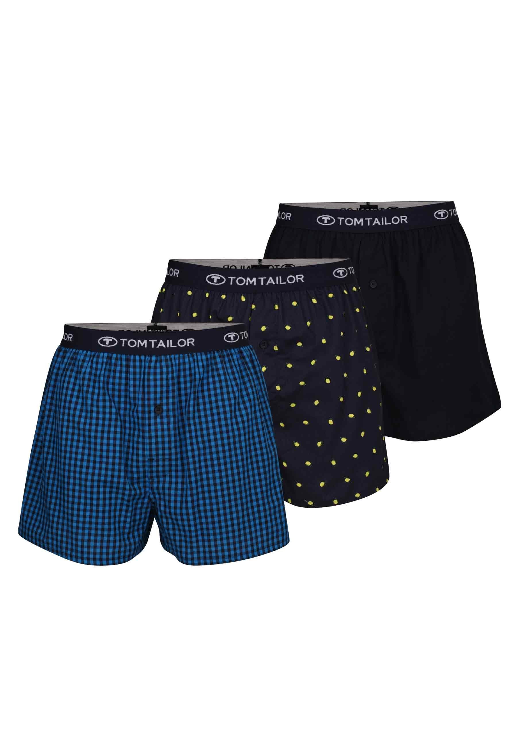 TOM TAILOR Boxershorts TOM TAILOR Herren Boxershort blau bedruckt 3er Pac ( günstig online kaufen