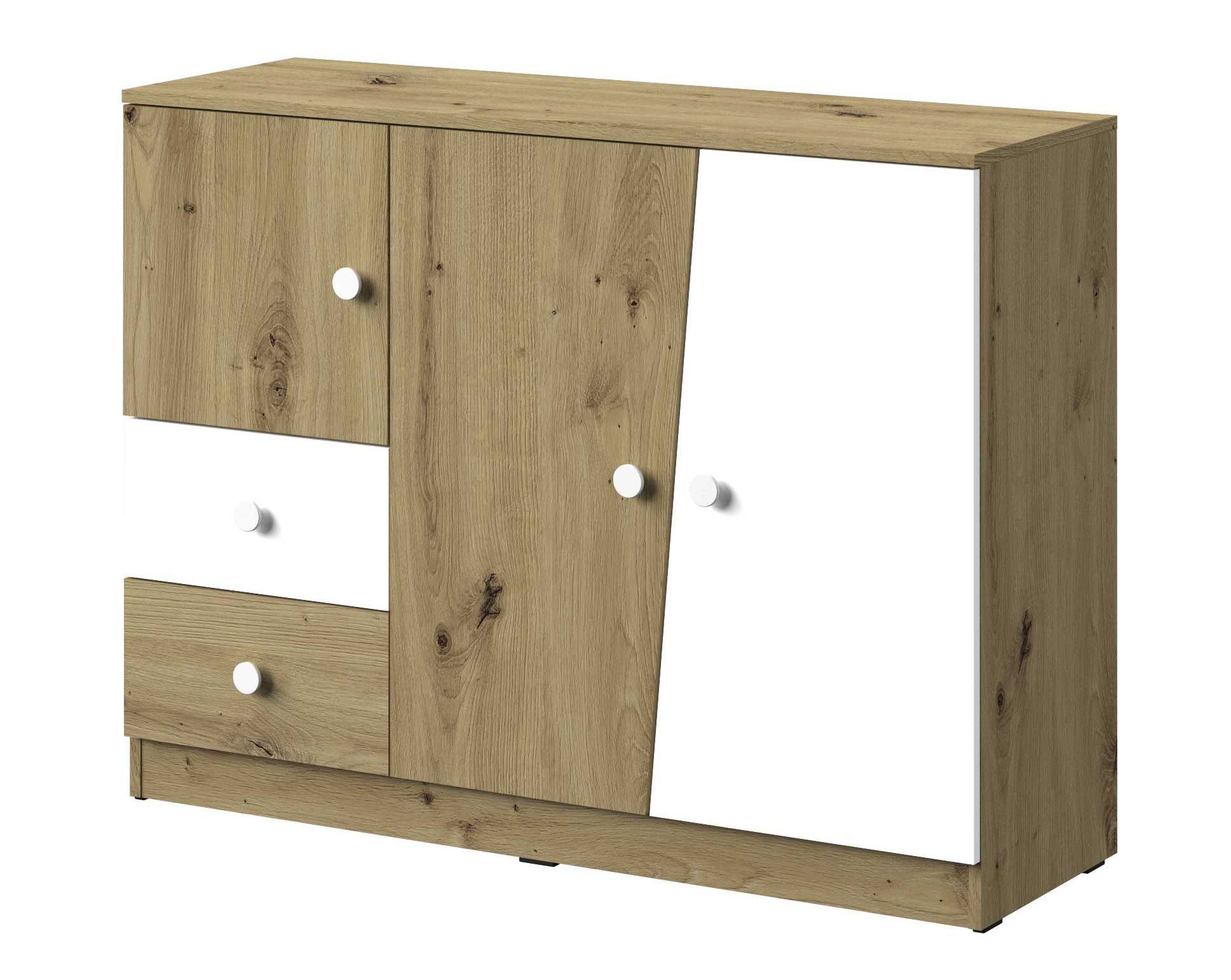 Eiche Artisan / weiß matt / Griff weiß