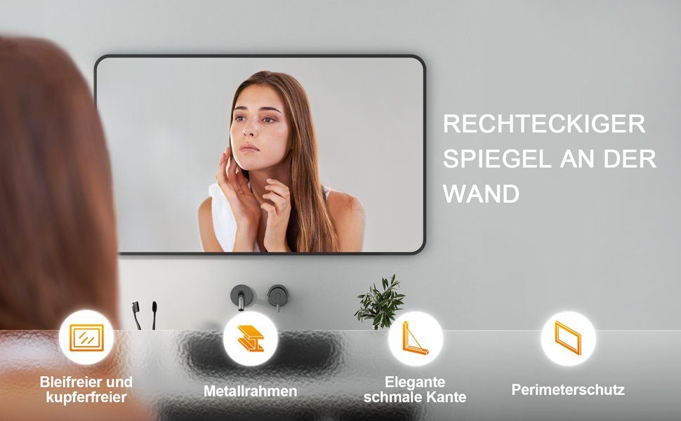 Boromal Ganzkörperspiegel Schwarz 100-180cm Wandspiegel groß Wand ganzkörper (Flurspiegel Spiegel flur, rechteckig), für Flur, Wohnzimmer, Schlafzimmer, Badezimmer, Kinderzimmer