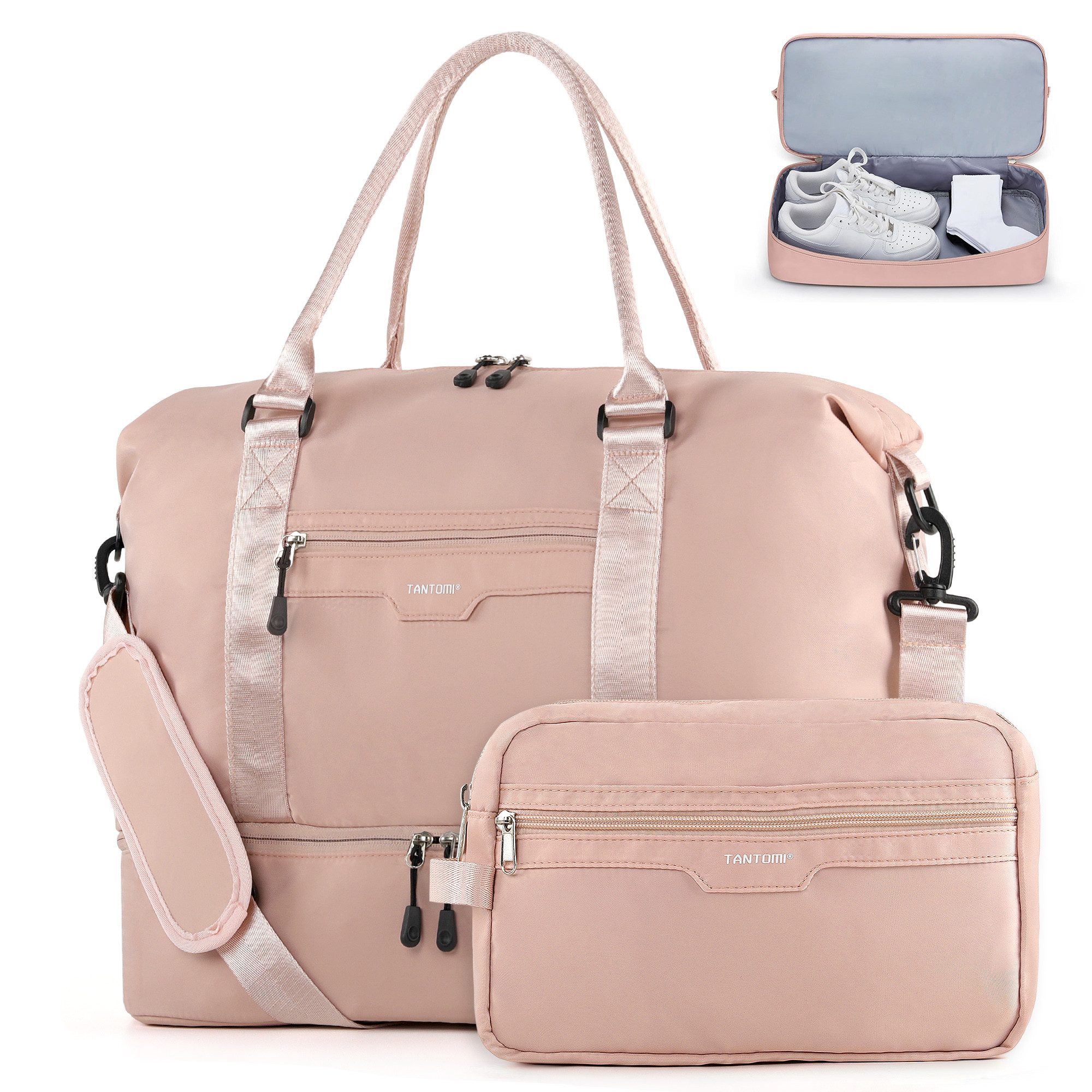 TANTOMI Reisetasche Erweiterbares Reisetasche mit Schuhfach & Kulturbeutel (46x23x32 Handgepäck), Nassfach, Wasserdicht Travel Bag Fitnesstasche Trainingstasche