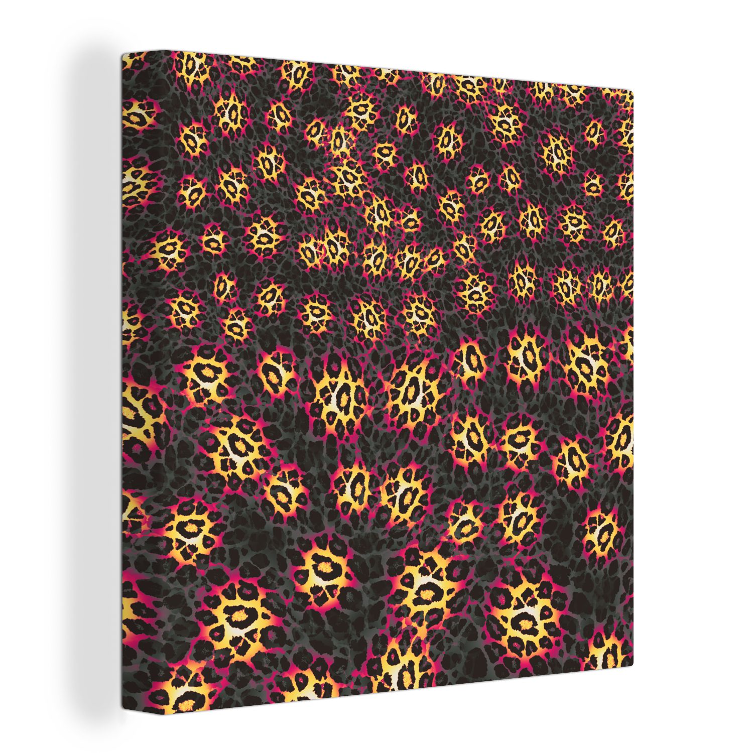 OneMillionCanvasses® Leinwandbild Leopard - Muster - Rosa, (1 St), Leinwand Bilder für Wohnzimmer Schlafzimmer