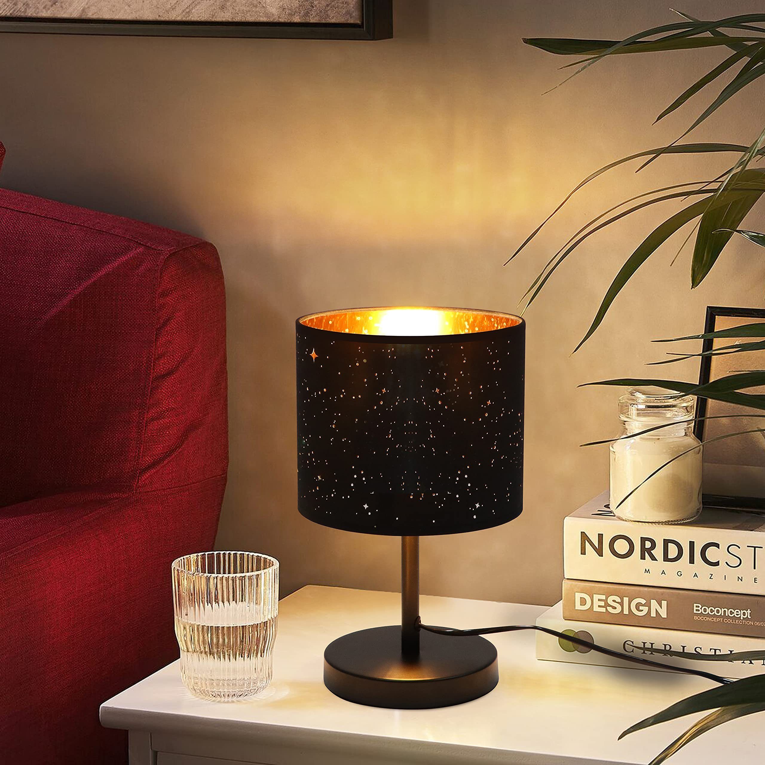 ZMH Tischleuchte Schlafzimmer Retro E27 Stoff günstig online kaufen