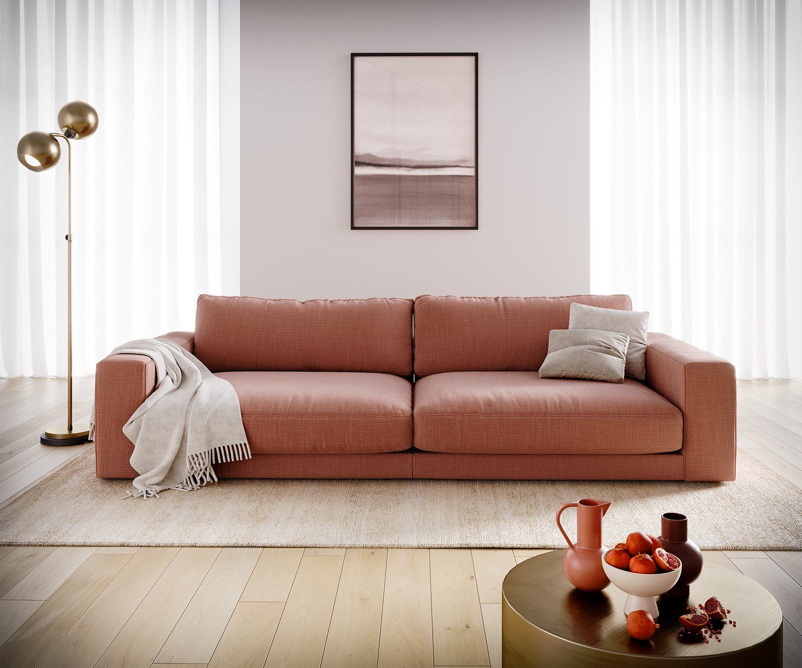Cubico, cm Flachgewebe Big-Sofa Big-Sofa Orange DELIFE 290x120