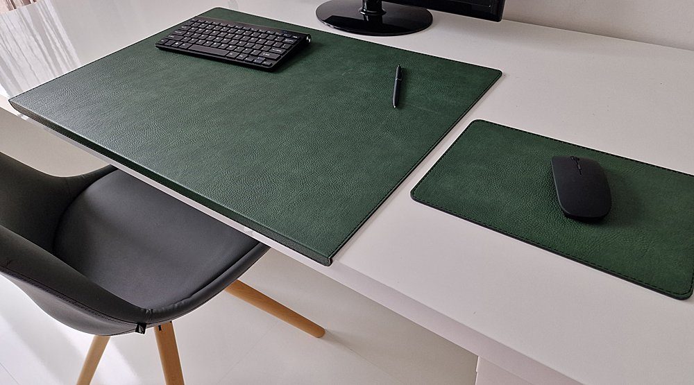 Profi Mats Schreibtischunterlage Gewinkelt mit Kantenschutz Just Kunst Leder inkl Mauspad
