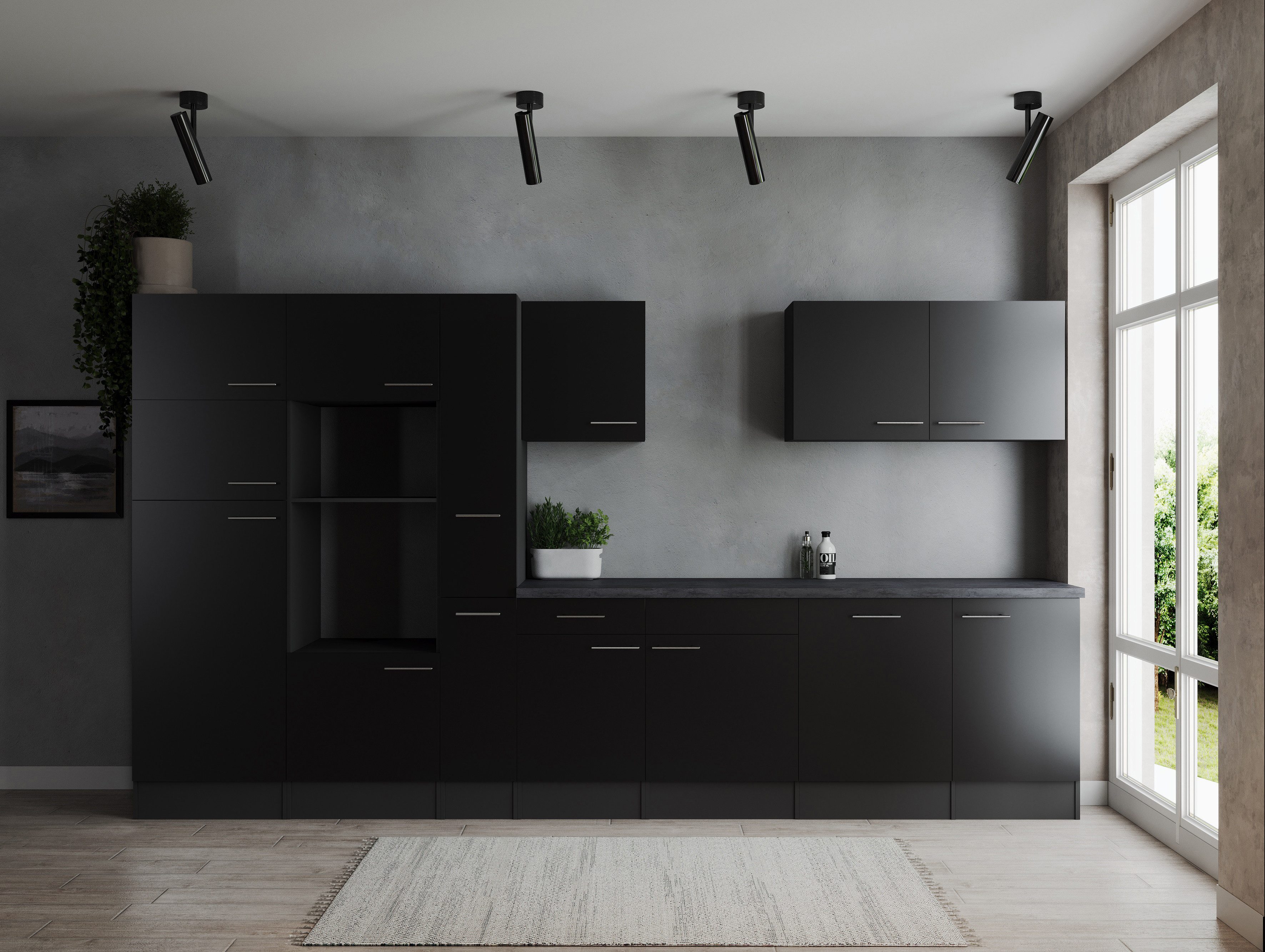RESPEKTA Küchenzeile Oliver, Breite 370 cm, 90 cm Arbeitshöhe, in exklusiver Konfiguration für OTTO