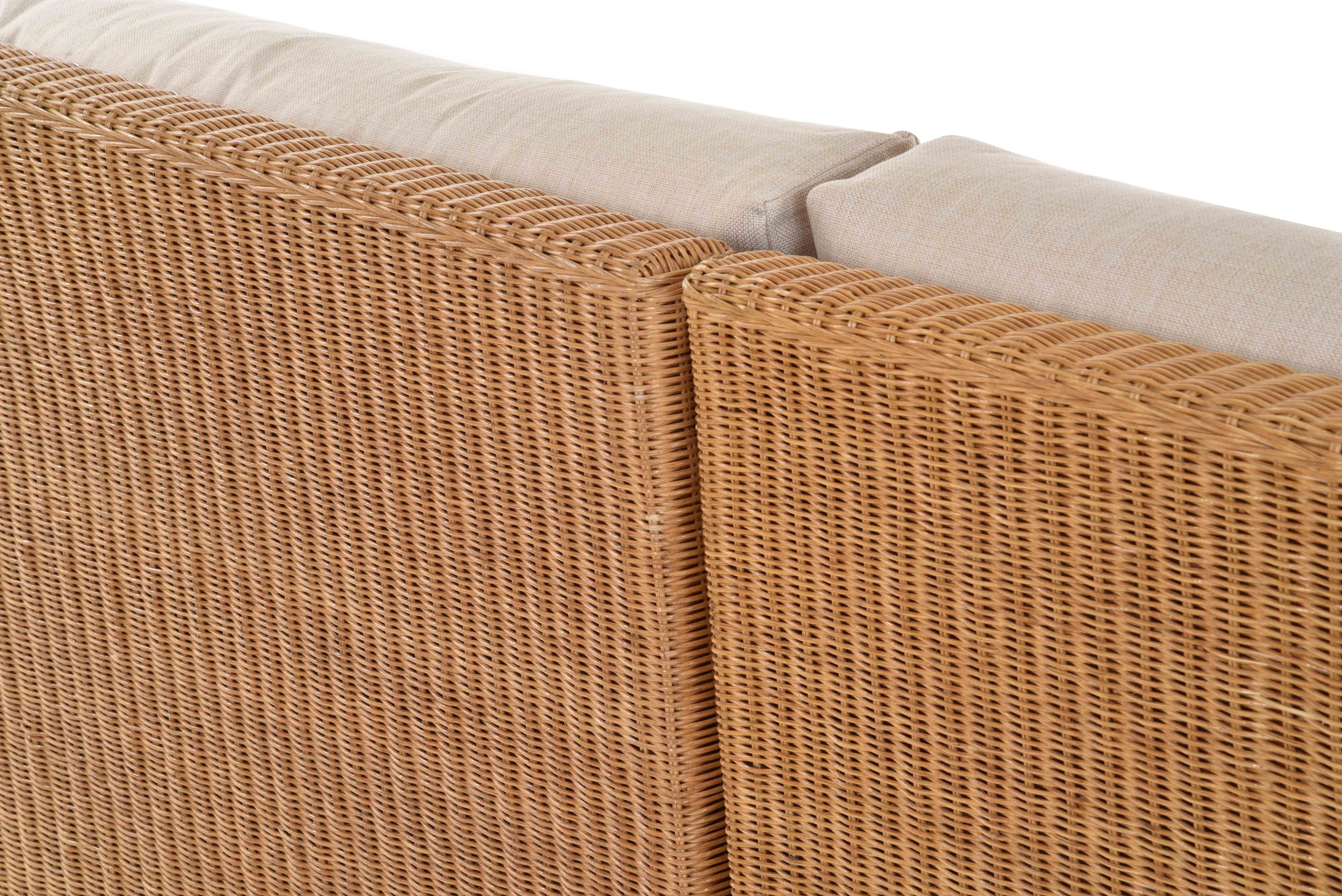 Wohnzimmersofa, Lounge Home Rattancouch 2-teilig gerade Krines Rattansofa Loungesofa Rattan Loungesofa