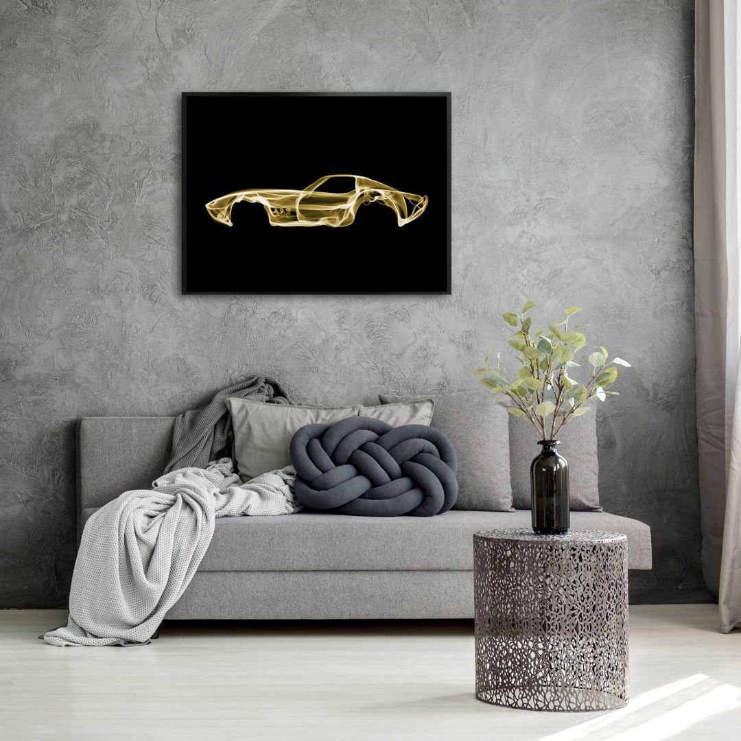 K&L Wall Art Poster Poster Mielu Neon Streets Kult Retro Auto Nebel Rennwagen, Wohnzimmer Wandbild modern