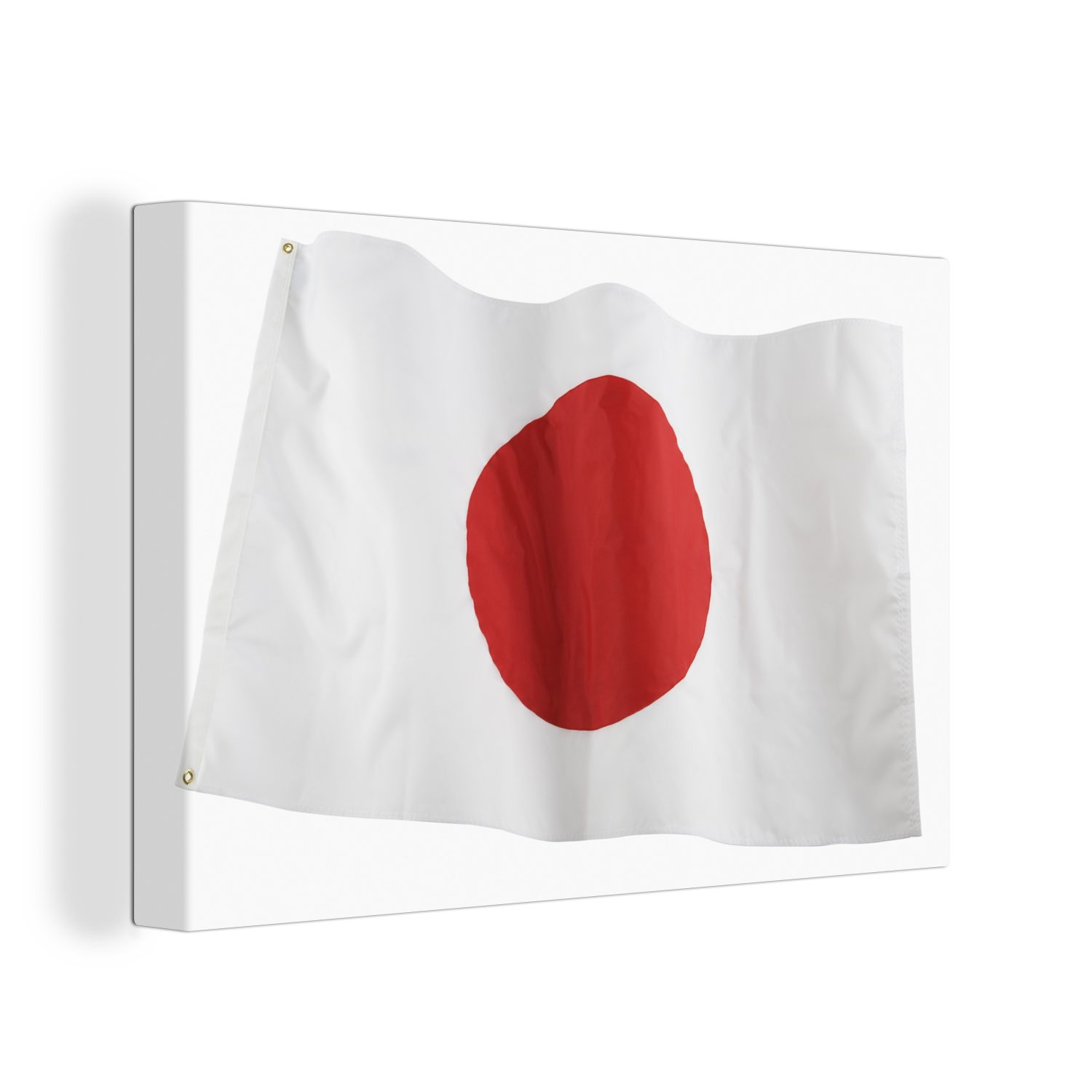 OneMillionCanvasses® Leinwandbild Die Flagge von Japan auf weißem Hintergrund, (1 St), Wandbild Leinwandbilder, Aufhängefertig, Wanddeko, 30x20 cm
