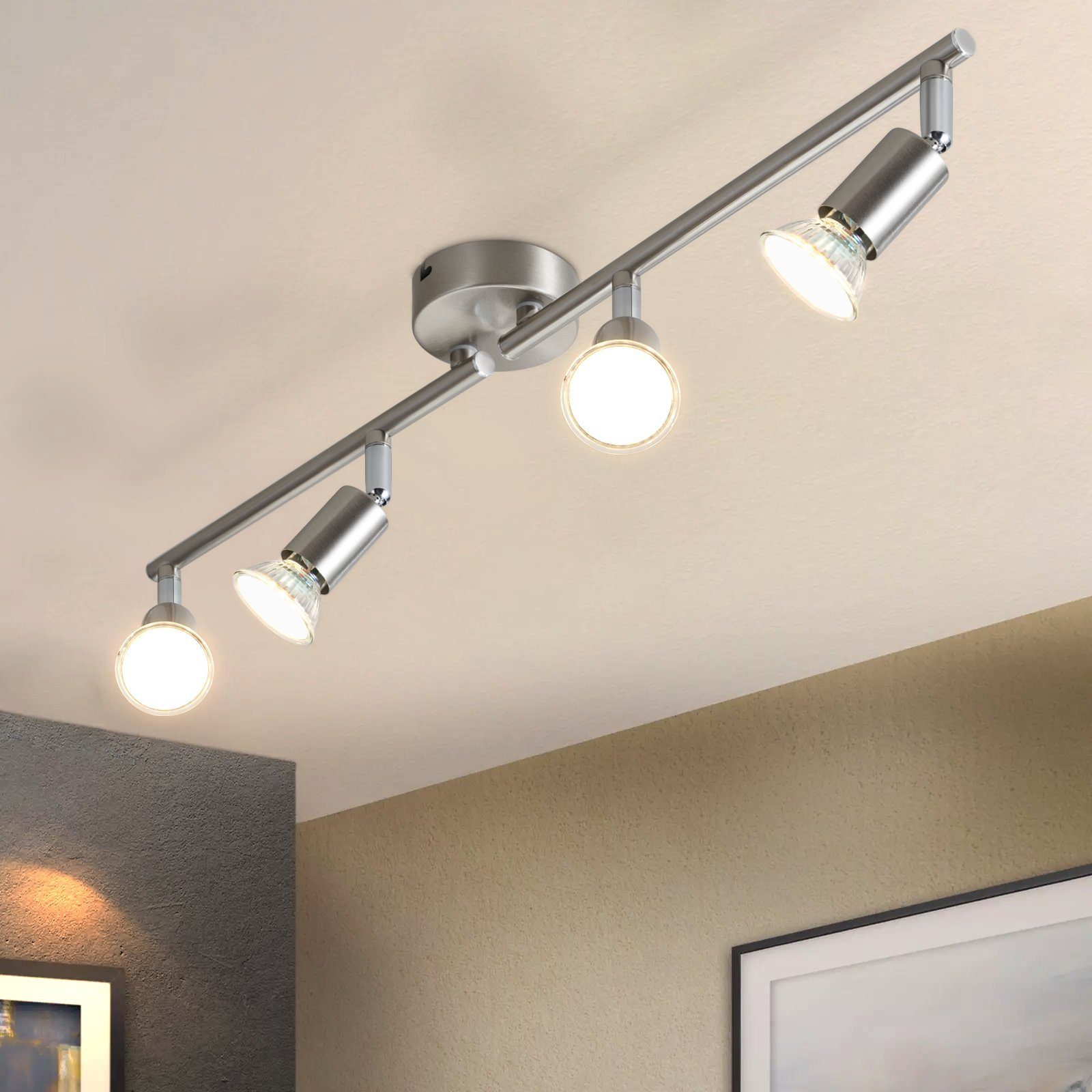 ZMH Deckenstrahler Deckenstrahler Schwarz/Nickel Modern für Schlafzimmer Deckeleuchte, höch Qualität, ohne Leuchtmittel, GU10 Schwenkbar