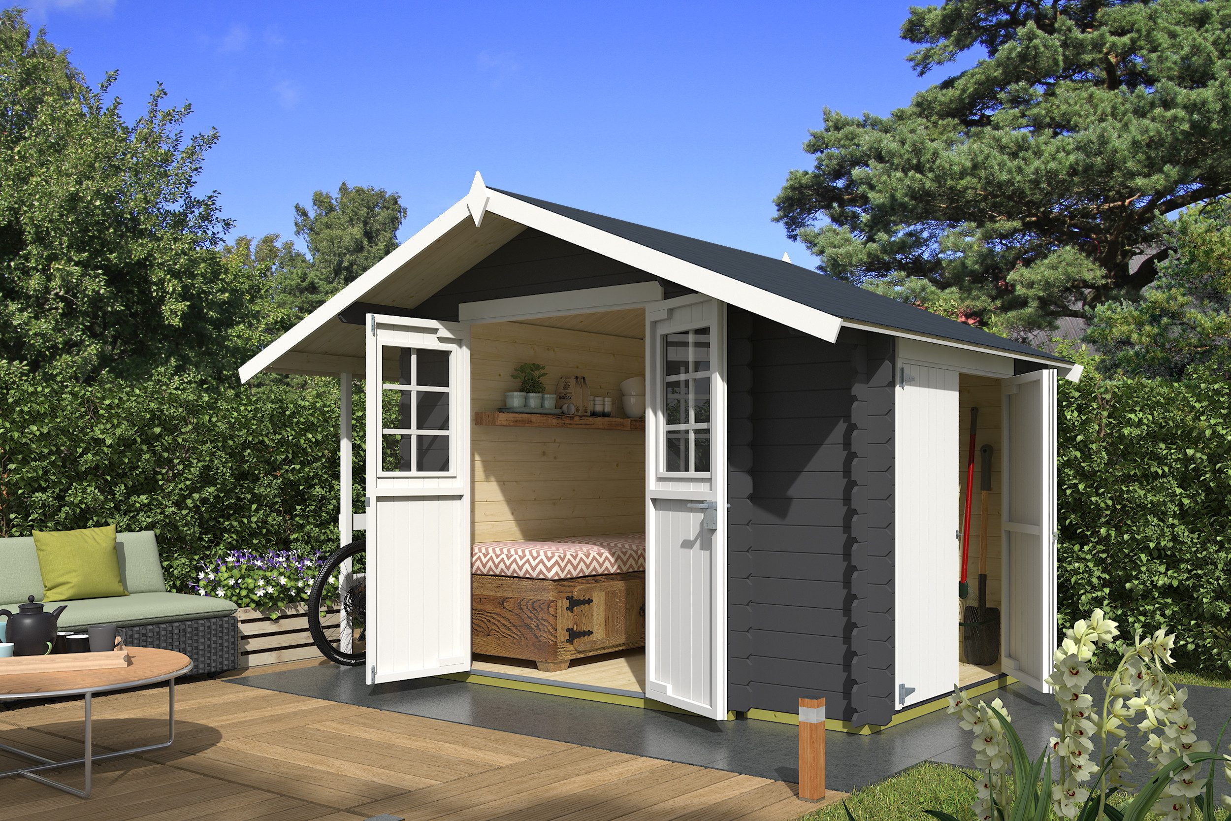 Nordic Holz Gartenhaus Vilano 1, BxT: 352,5x240 cm, mit 3 getrennten Bereiche