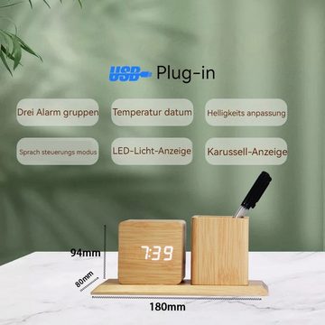 AUKUU Wecker Verwenden Verwenden Sie Stifthalteruhr Desktop Ornamente einfache LED Stifthalteruhr kreative Mode multifunktionaler