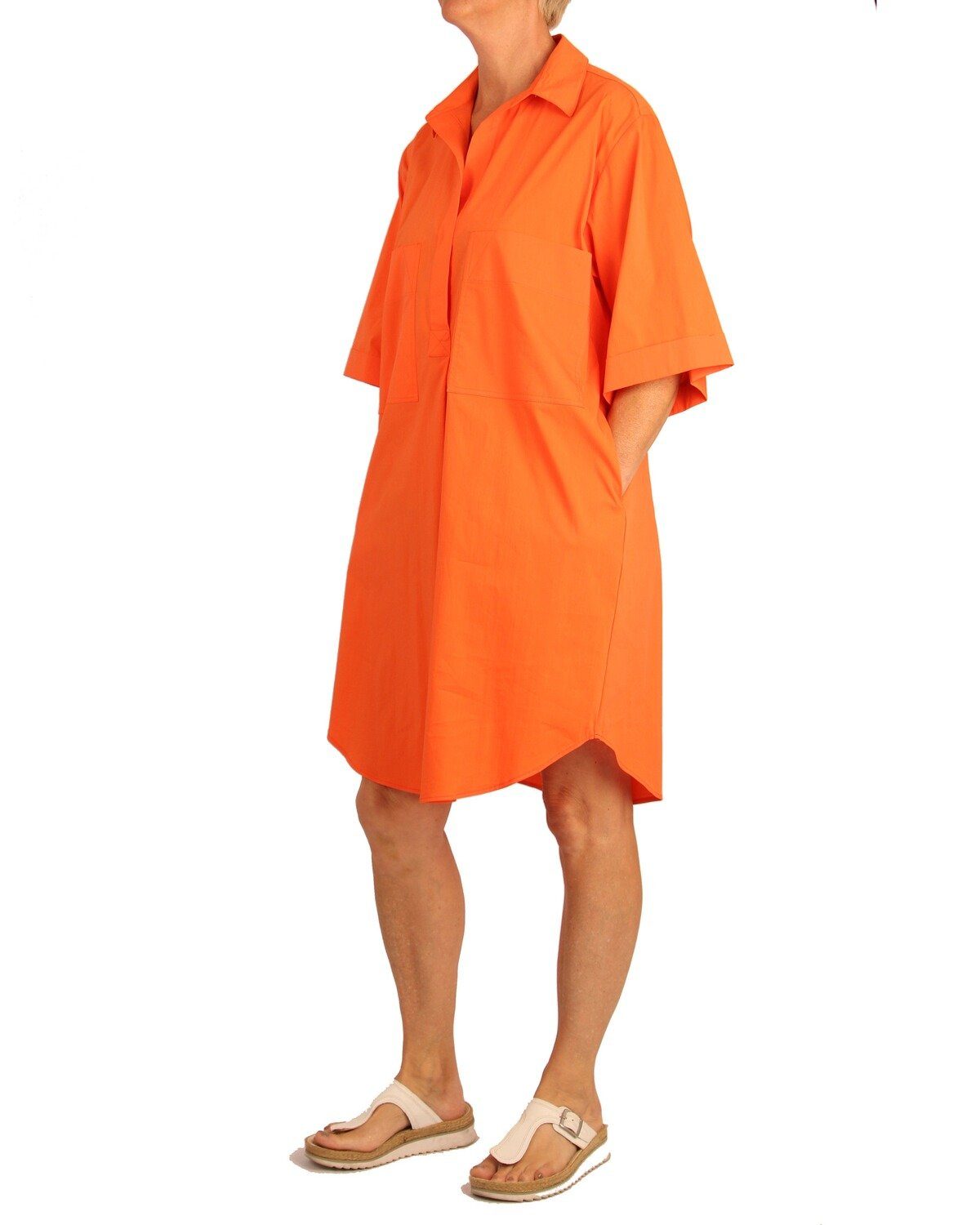 Hemdblusenkleid Kaftankleid Label Orange White