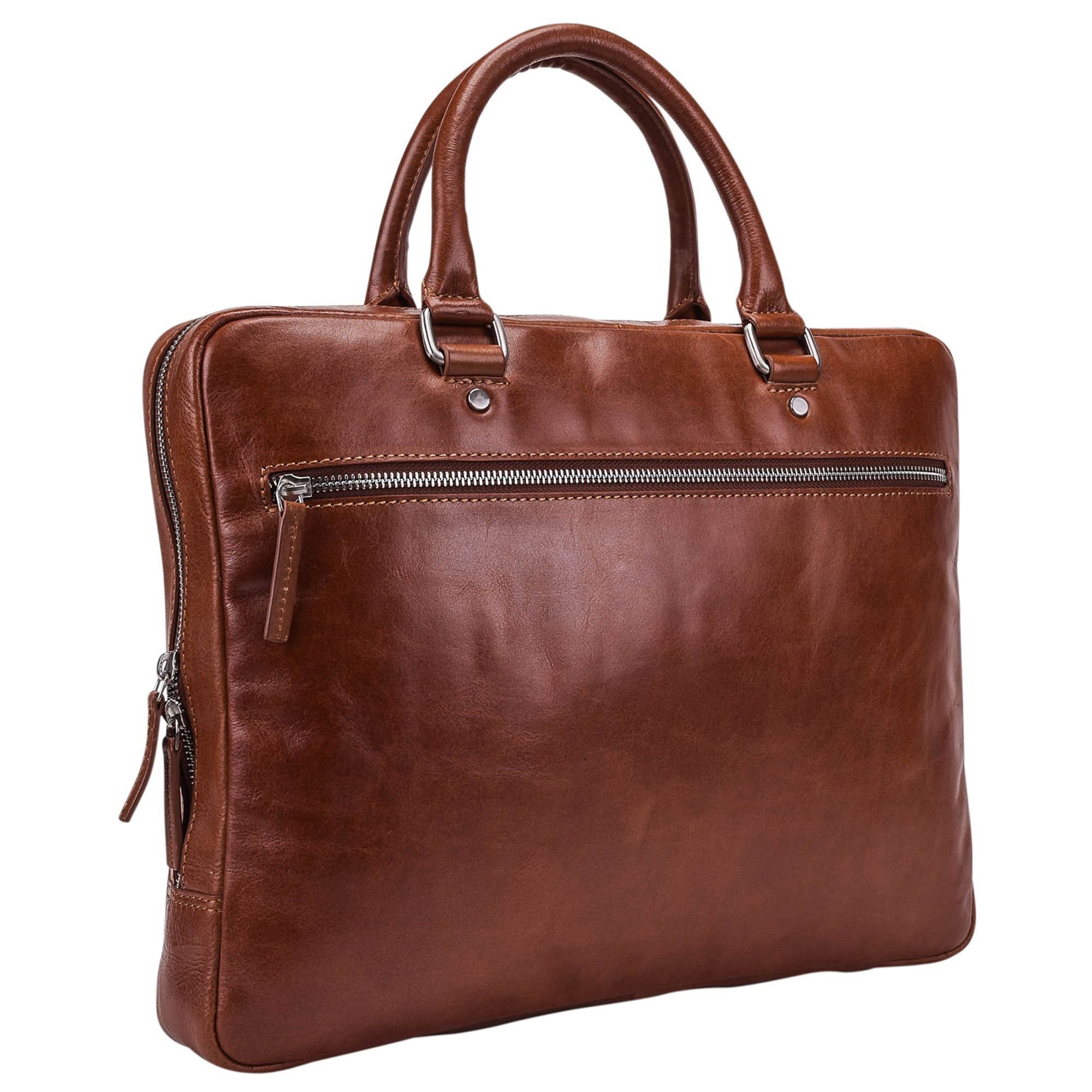 cognac Cambridge, Leder Aktentasche Leonhard Heyden