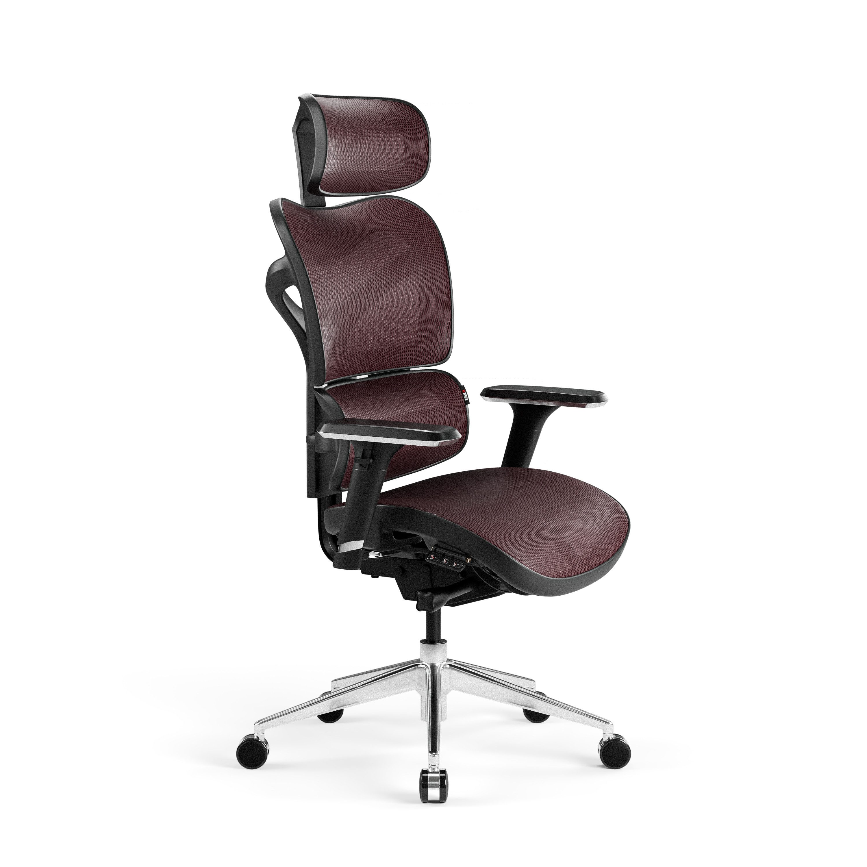 DIABLO CHAIRS Bürostuhl V-Commander Netzstoff ergonomisch Aluminiumbase 140kg (Ergonomischer Chefsessel, Bürostuhl, Netzrücken, PFC 360), Kopfstütze Lendenstütze TiltTech 3D-Armlehnen BACKREST+